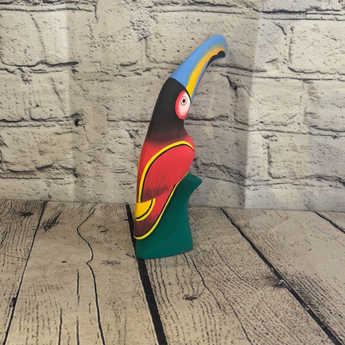 15cm Dark Red Toucan Bird Ornament Statue Fair Trade Hand Made Carved Wood4