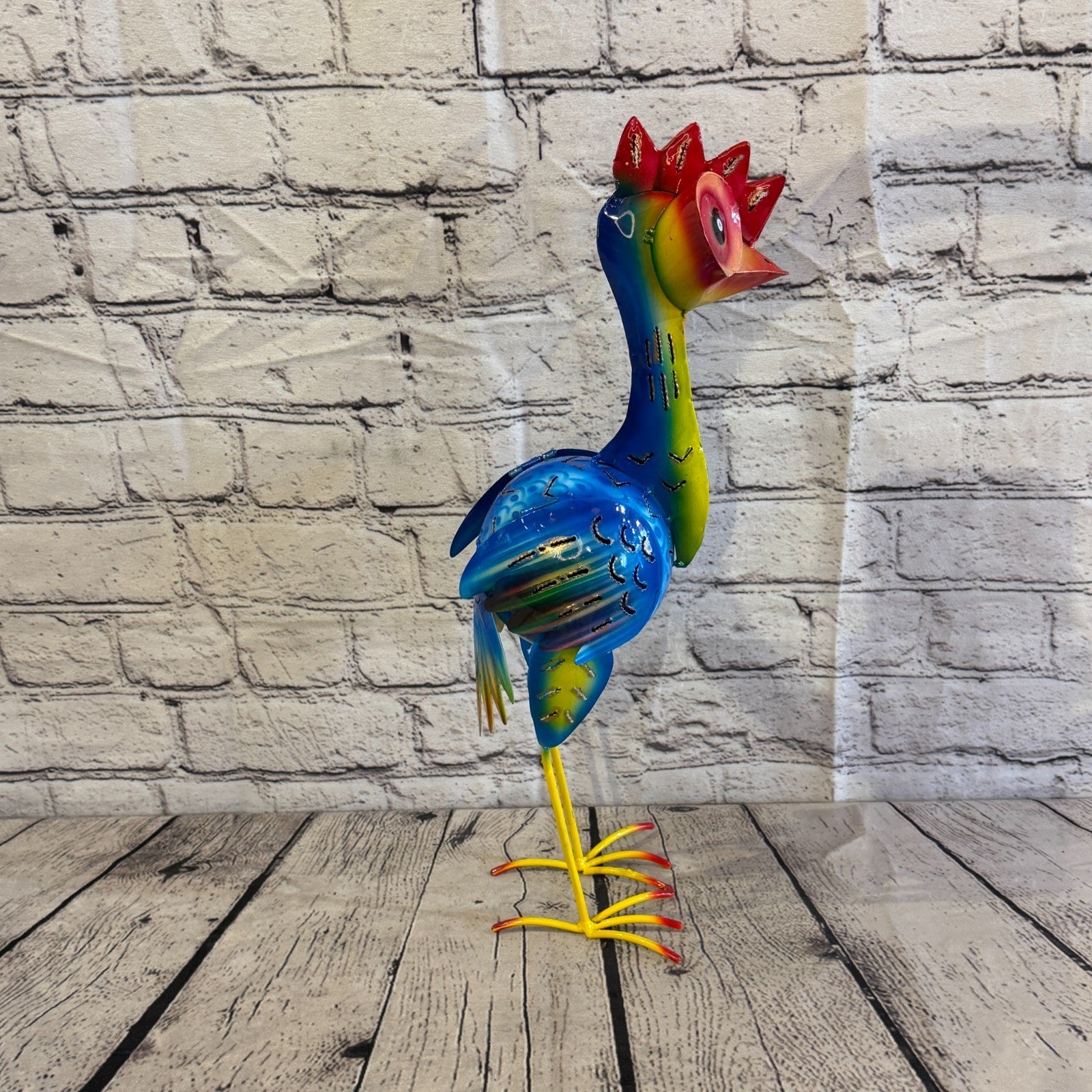 40cm x 20cm Emu Ostrich Bird Blue Metal Tin Standing Ornament Statue3