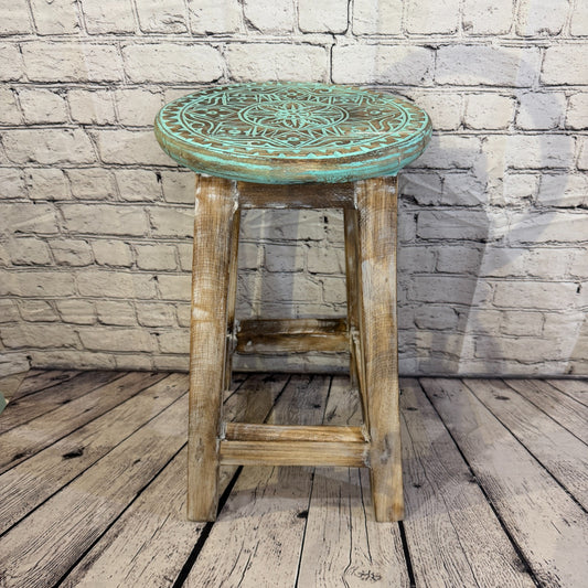 50cm x 30cm Green Stool Table Wooden Side Cabinet Living Hallway Furniture0
