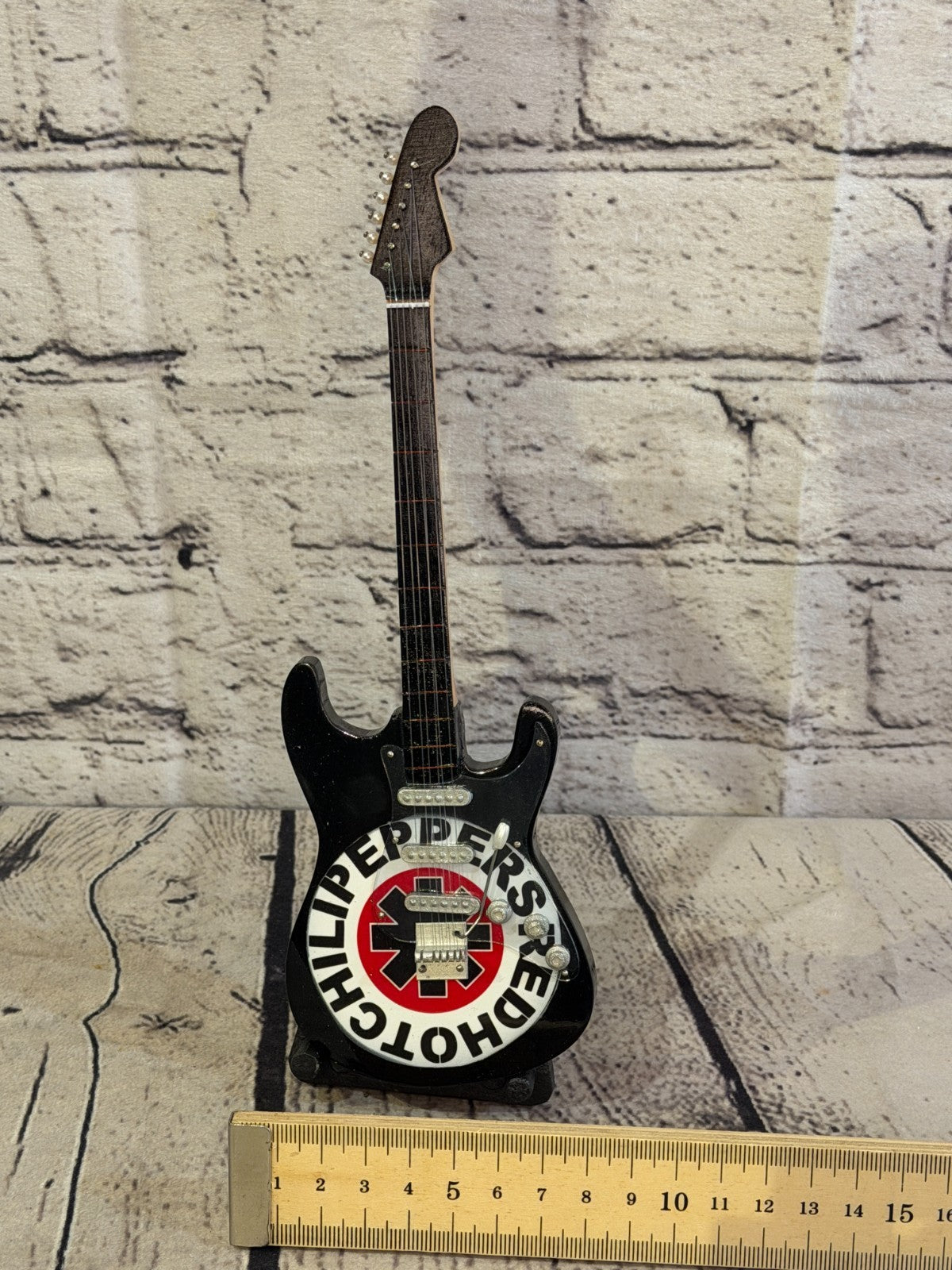 Miniature 25cm Guitar Red Hot Chili Peppers Guitar on Stand Band Gift Display6
