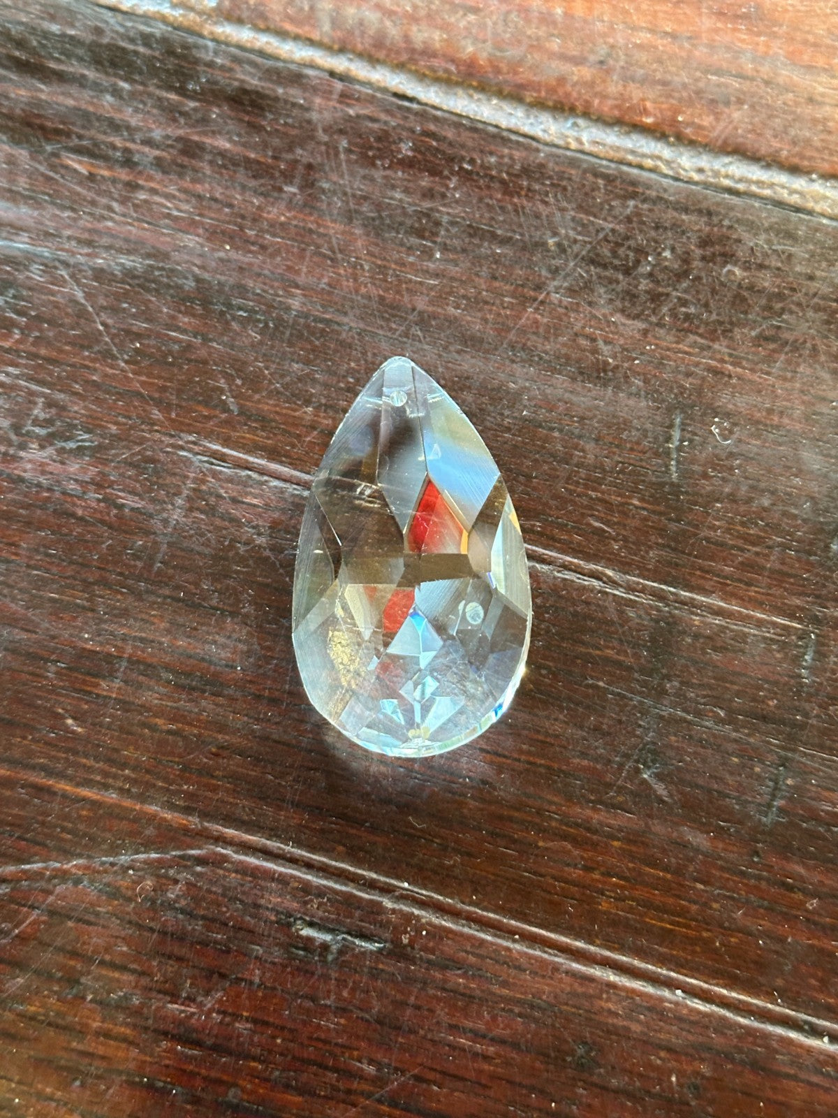 5 Top Hole Crystal Clear Glass Faceted Sun Catcher Drop Pendant 4.5cm x 2.5cm1
