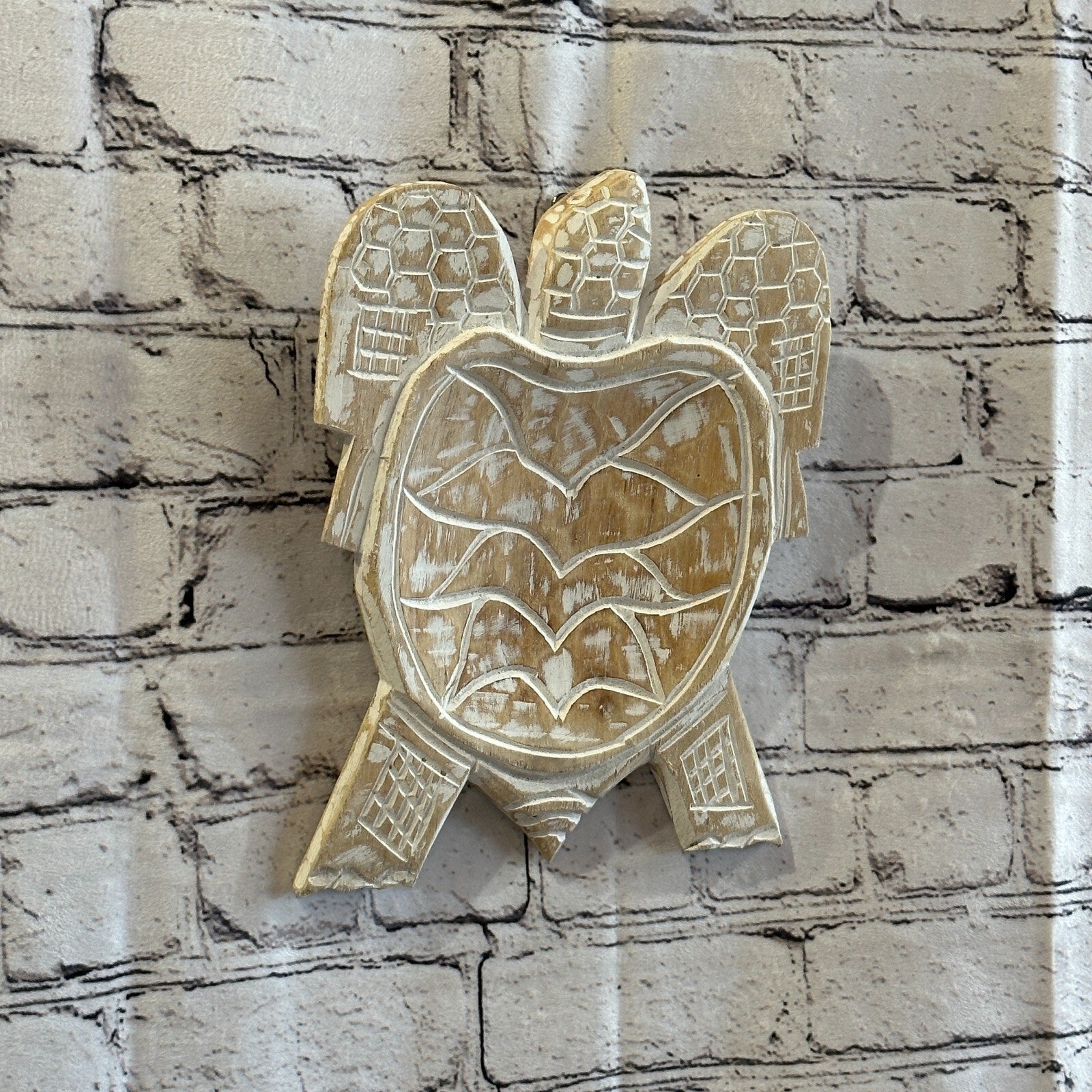 25cm Cream Sea Turtle Bowl Trinket Dish Decoration Designer Mask Wooden Handmade1