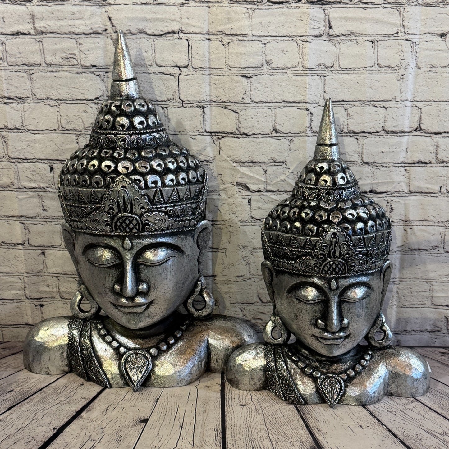 60cm Silver Head Shoulder Buddha Ornament Sculpture Statue Buddhas Handcarved7