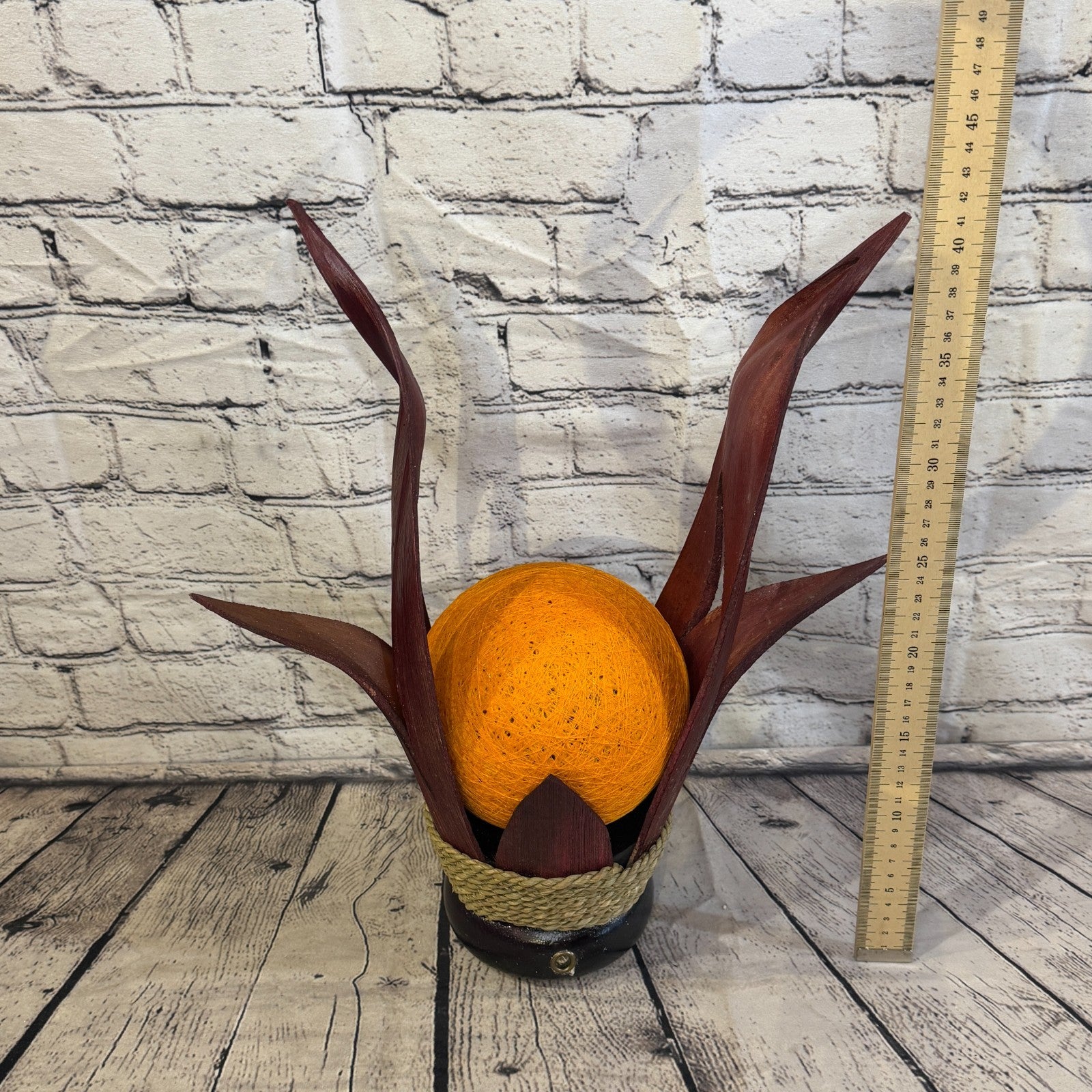 Orange Light Red Natural 45cm Tall Leaf Lamp Twist LED UK Mains Plug Design 45