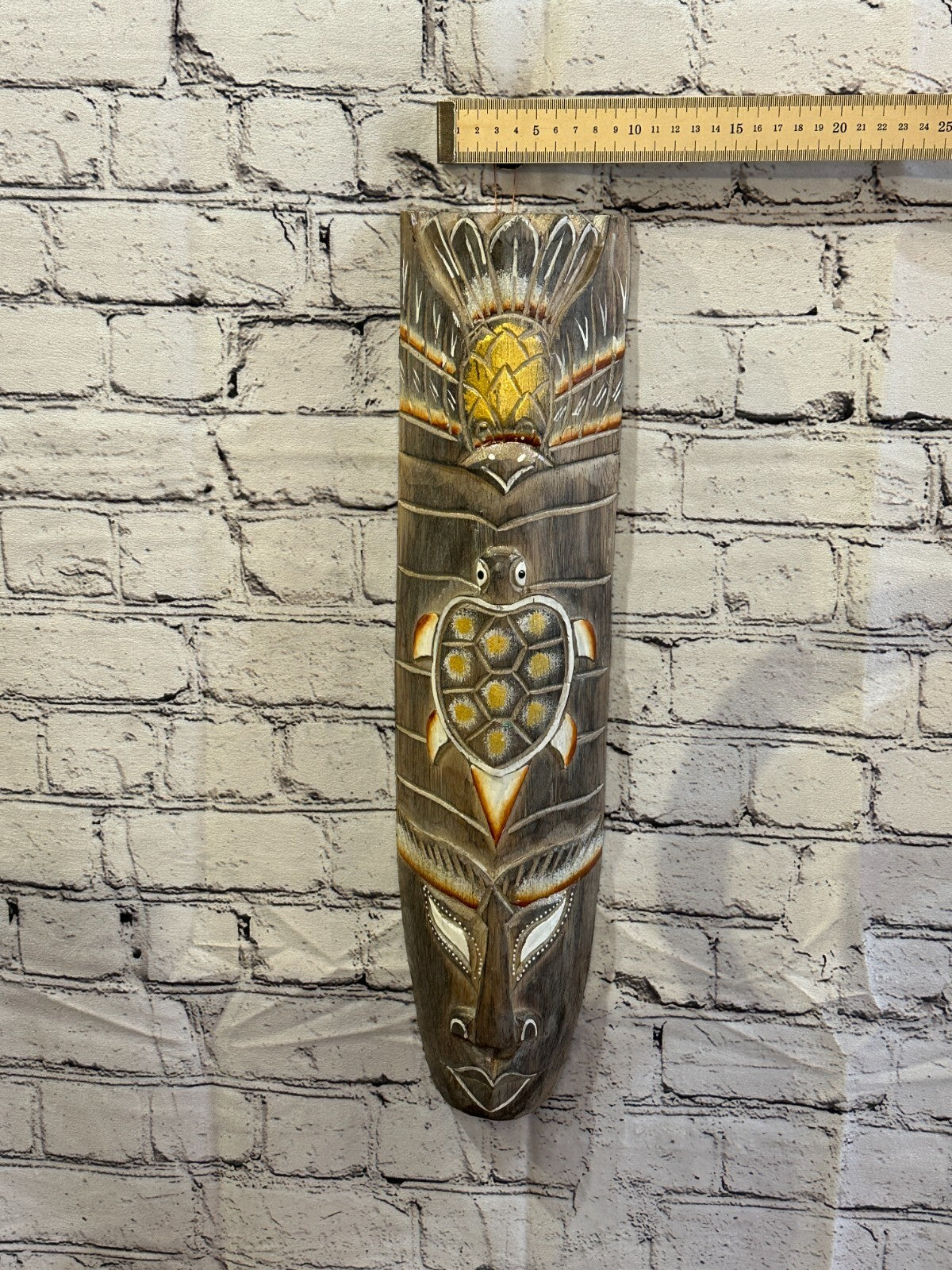 50cm Light Grey Turtle Hand Carved Fair Trade Wooden Animal Wall Art Hang Mask4