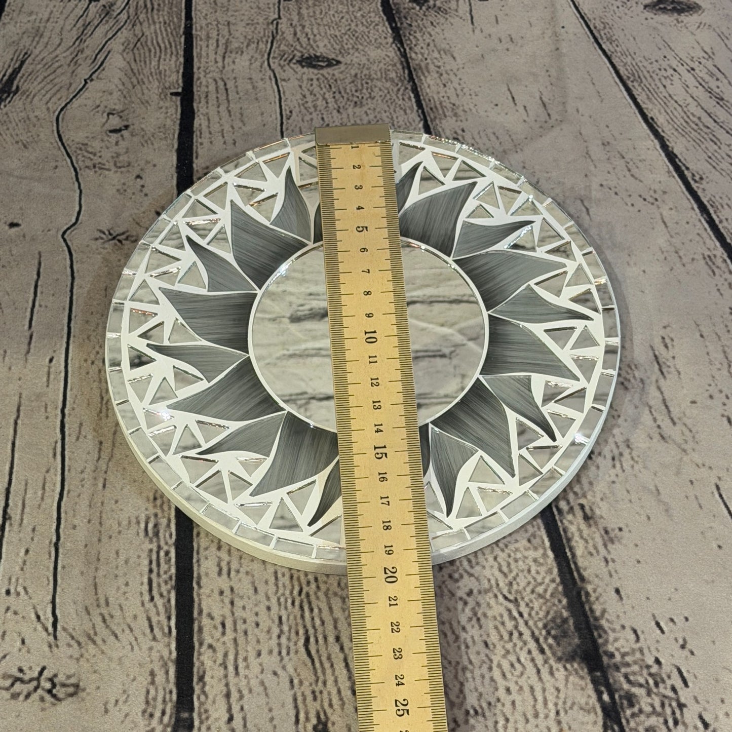 Grey Sun Flame Mosaic Tile Wall Mirror 20cm x 20cm 8 Inches Handmade4
