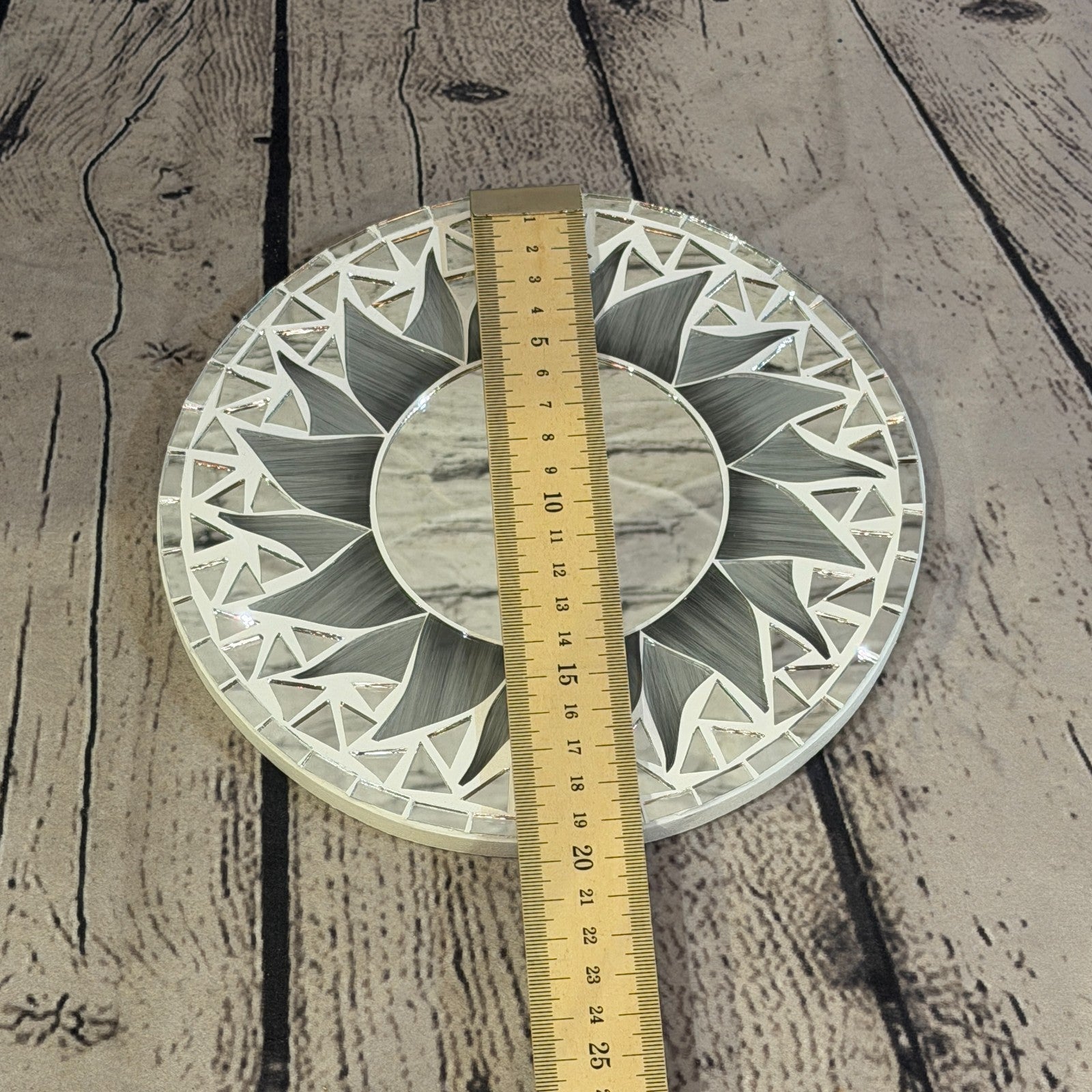 Grey Sun Flame Mosaic Tile Wall Mirror 20cm x 20cm 8 Inches Handmade4