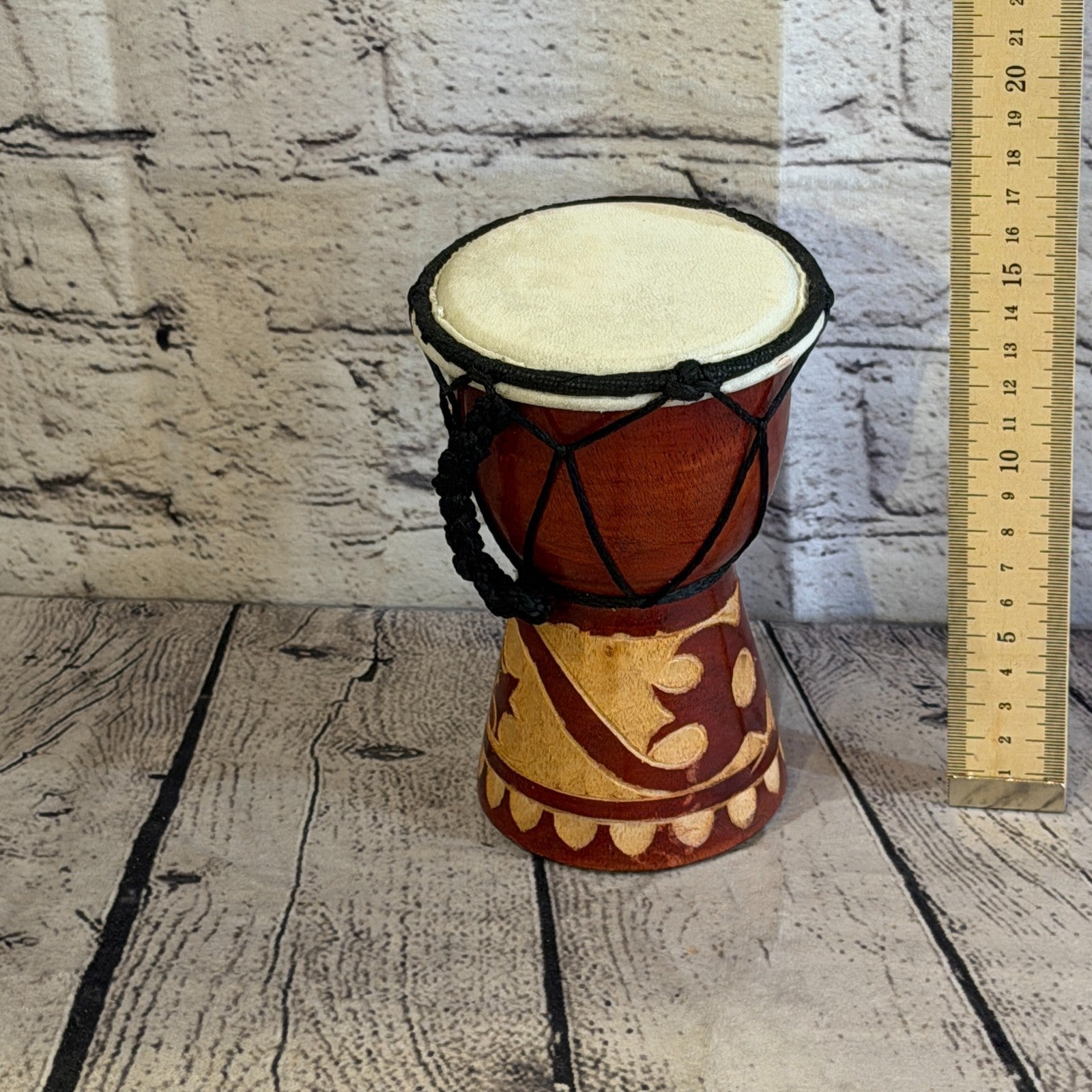 15cm Carved Djembe Drums Musical Instrument Hand Made Fair Trade Dot Painted3