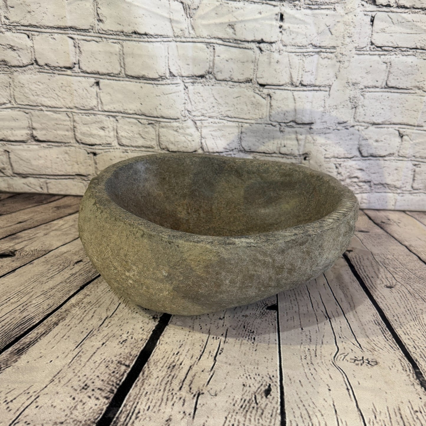31cm x 27cm Wash Basin Bathroom Counter Top Washing River Stone Bowl Sink No 340