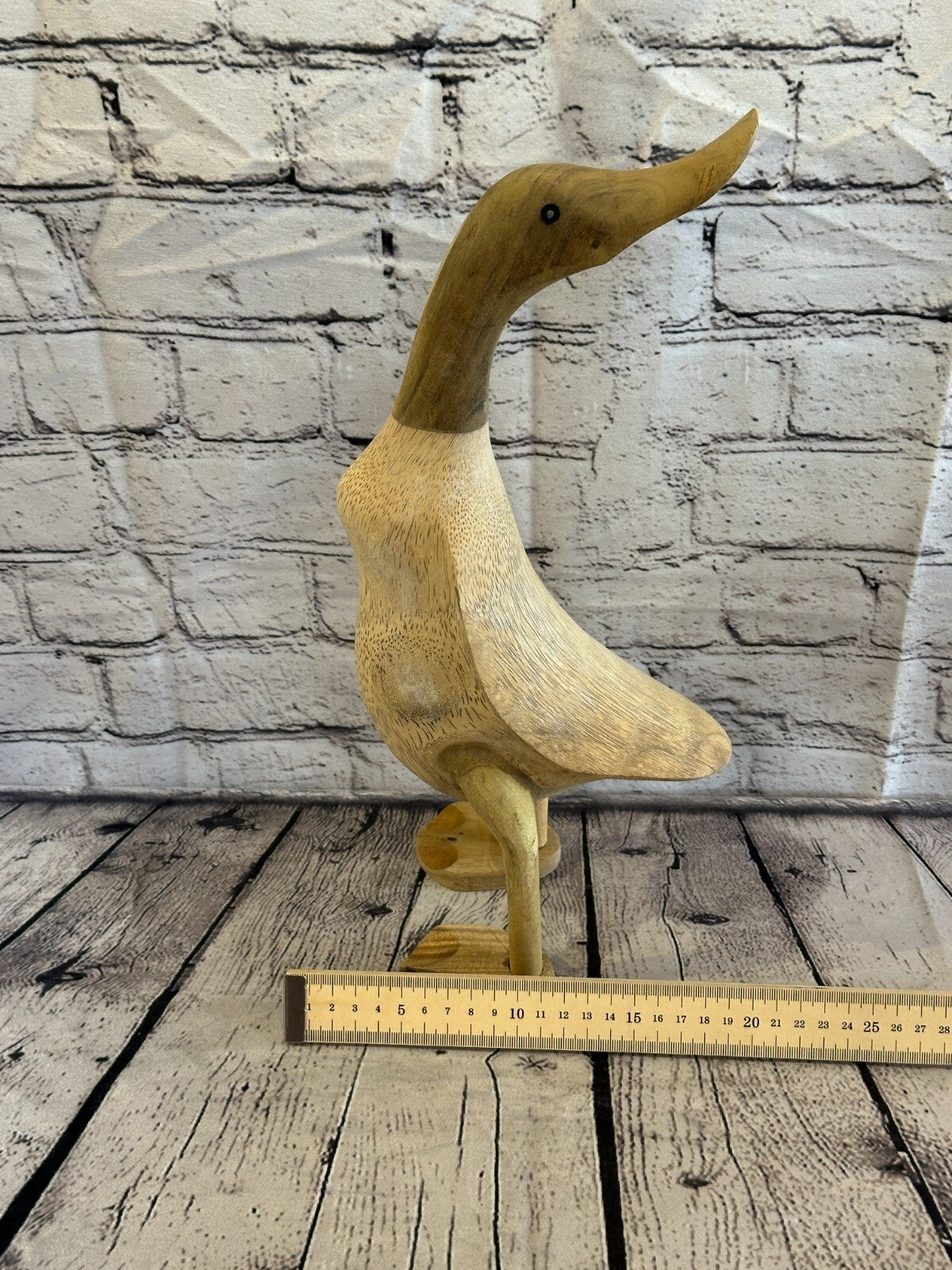 Looking Back 40cm Tall Wooden Hairy Duckling Baby Duck Bamboo Root Fairtrade6