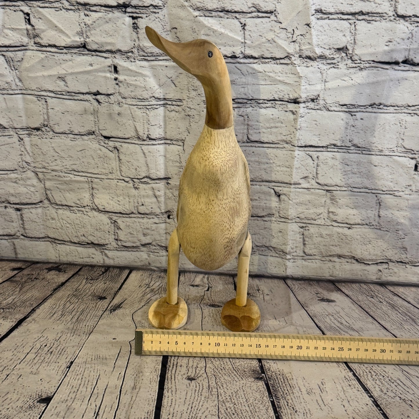 Looking Right 40cm Tall Wooden Smooth Duckling Baby Duck Bamboo Root Fairtrade6