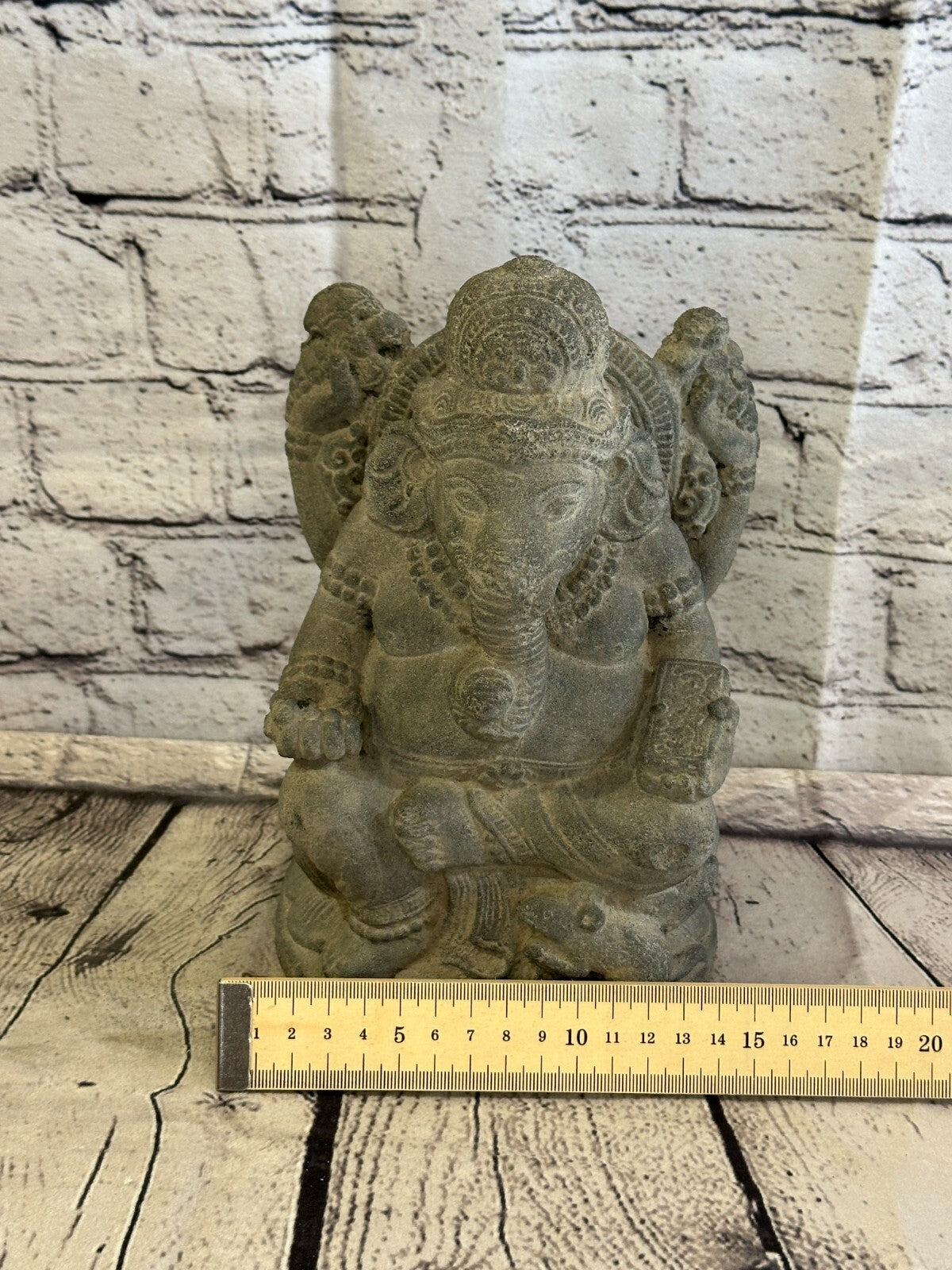 Small Ganahsa Stone Garden 20cm x 15cm Ornament Outdoor Indoor Statue Hindu8