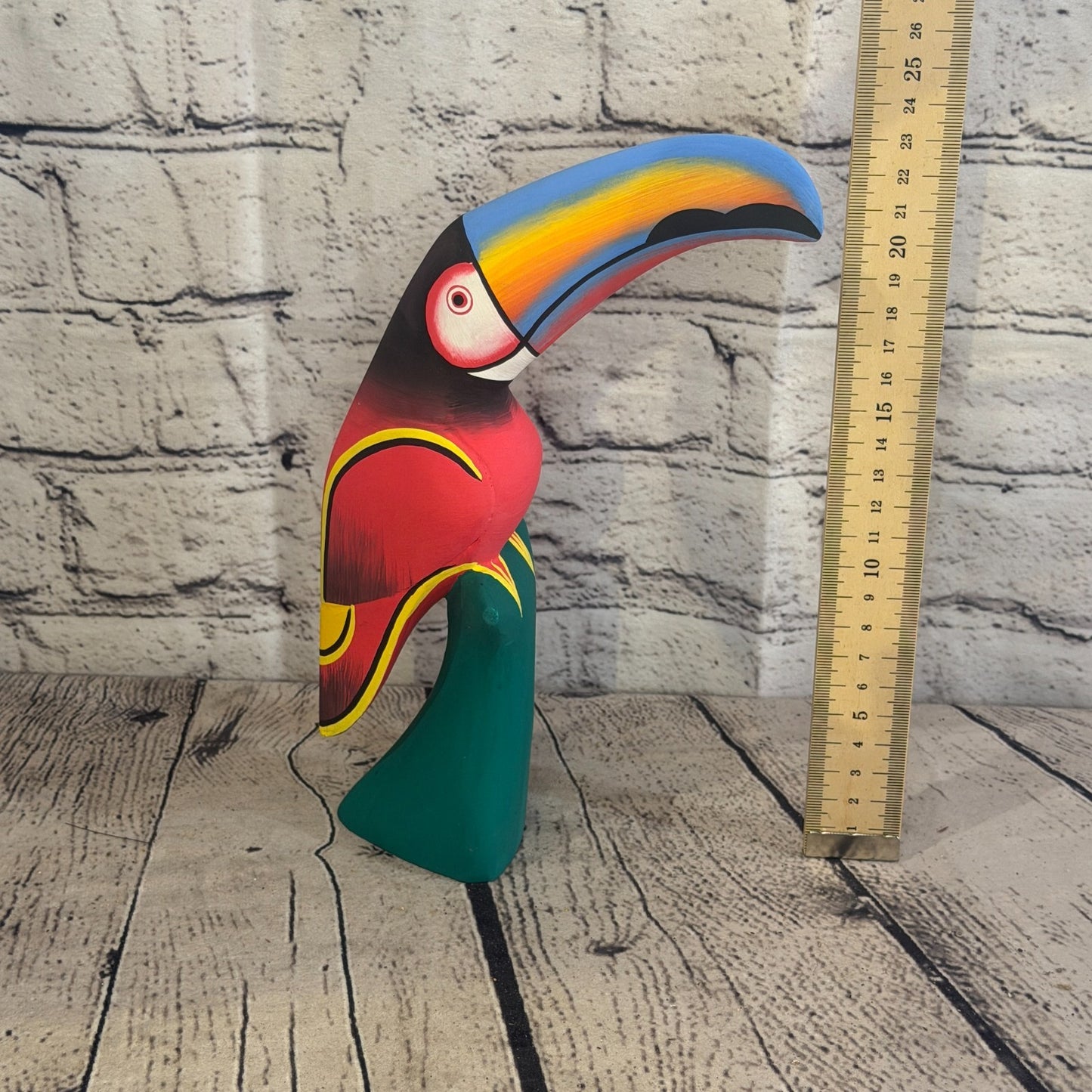 20cm Dark Red Toucan Bird Ornament Statue Fair Trade Hand Made Carved Wood6