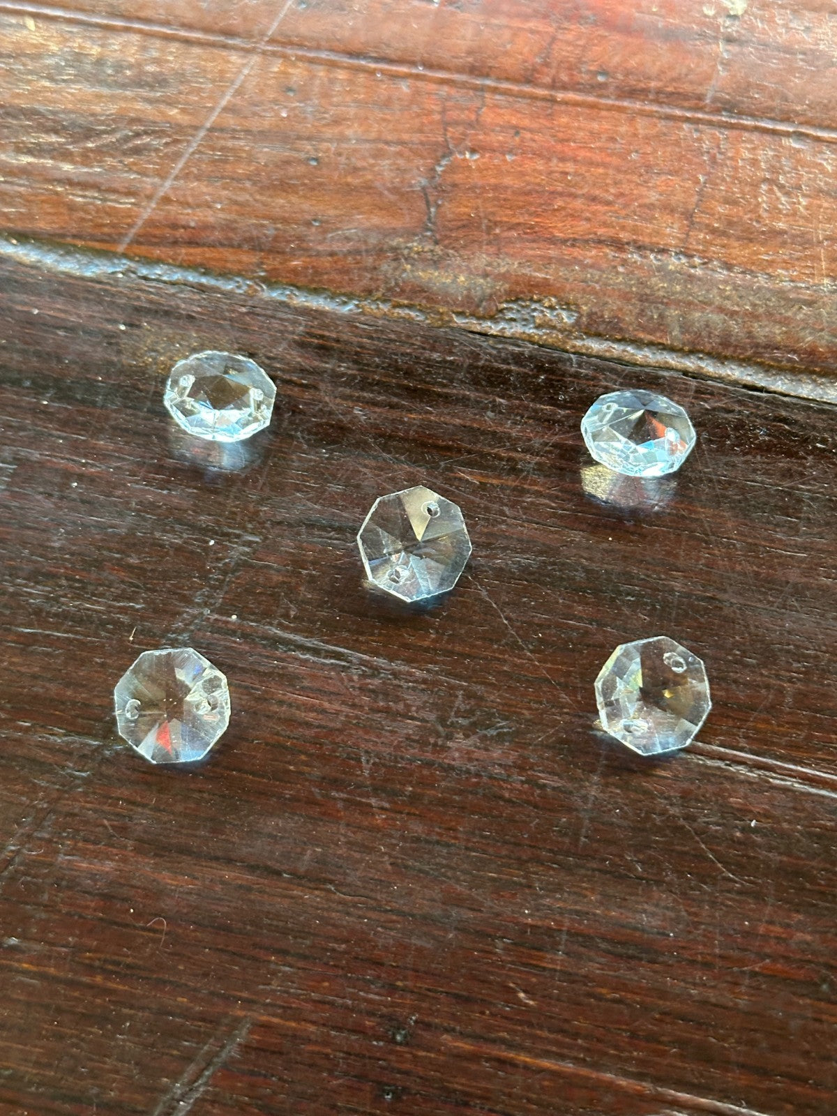 20 2 Hole Crystal Clear Glass Faceted Sun Catcher Cut Drop Pendant 1.5cm x 1.5cm0
