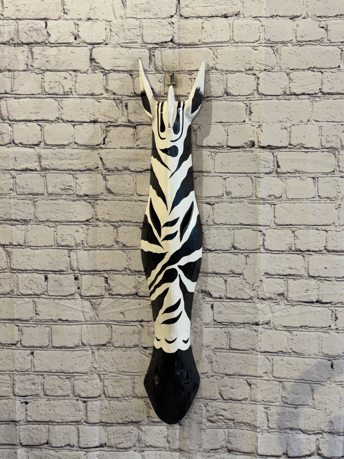 80cm Zebra Plain Hand Carved Fair Trade Wooden Animal Wall Art Wall Hang Mask2