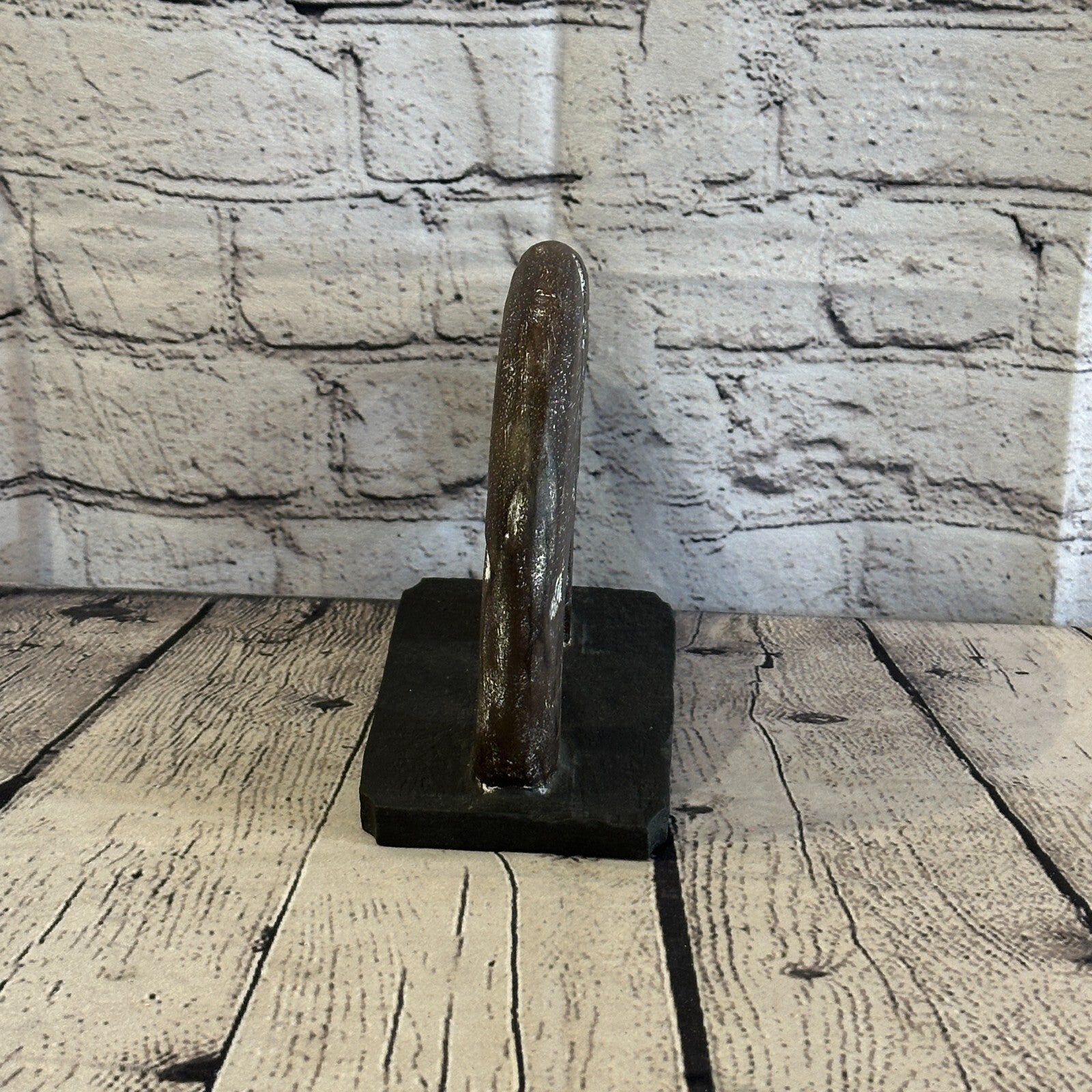 15cm x 15cm Wooden Tribal Primitive Black Elephant Round Stand Sculpture Statue5