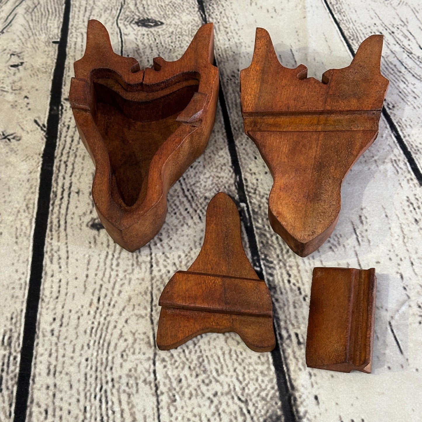 Carved Dragon Head 4 Bit Wooden Puzzle Box Secret Box Magic Trinket Handmade7