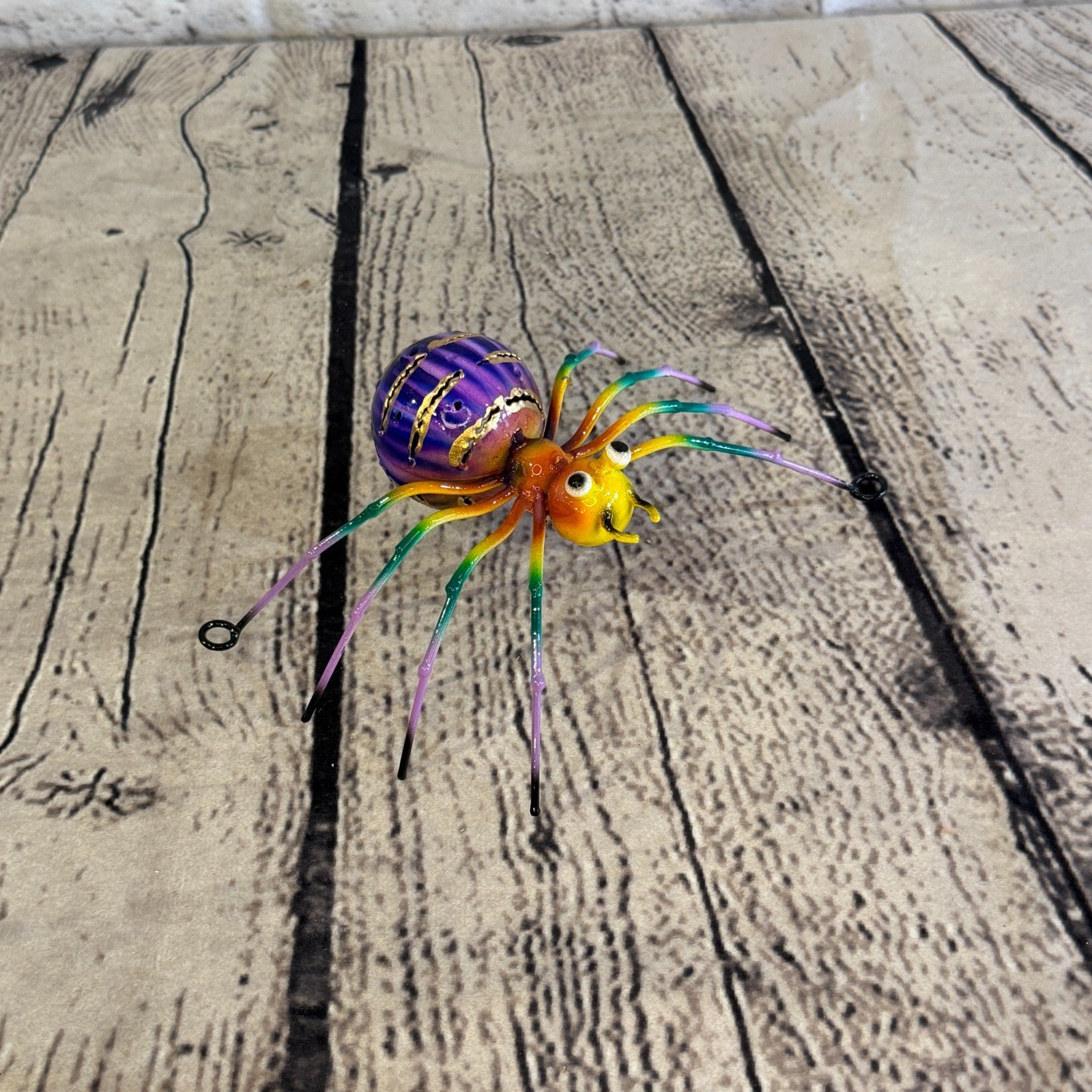 15cm x 10cm Small Colourful Purple Spider Metal Tin Standing Ornament Statue2