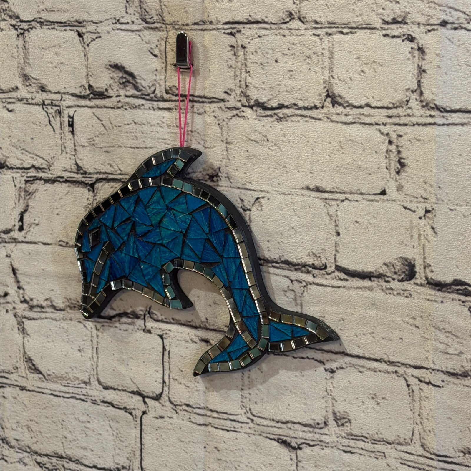 Blue Dolphin Fish Mosaic Tile Wall Mirror 20cm x 20cm Handmade New1