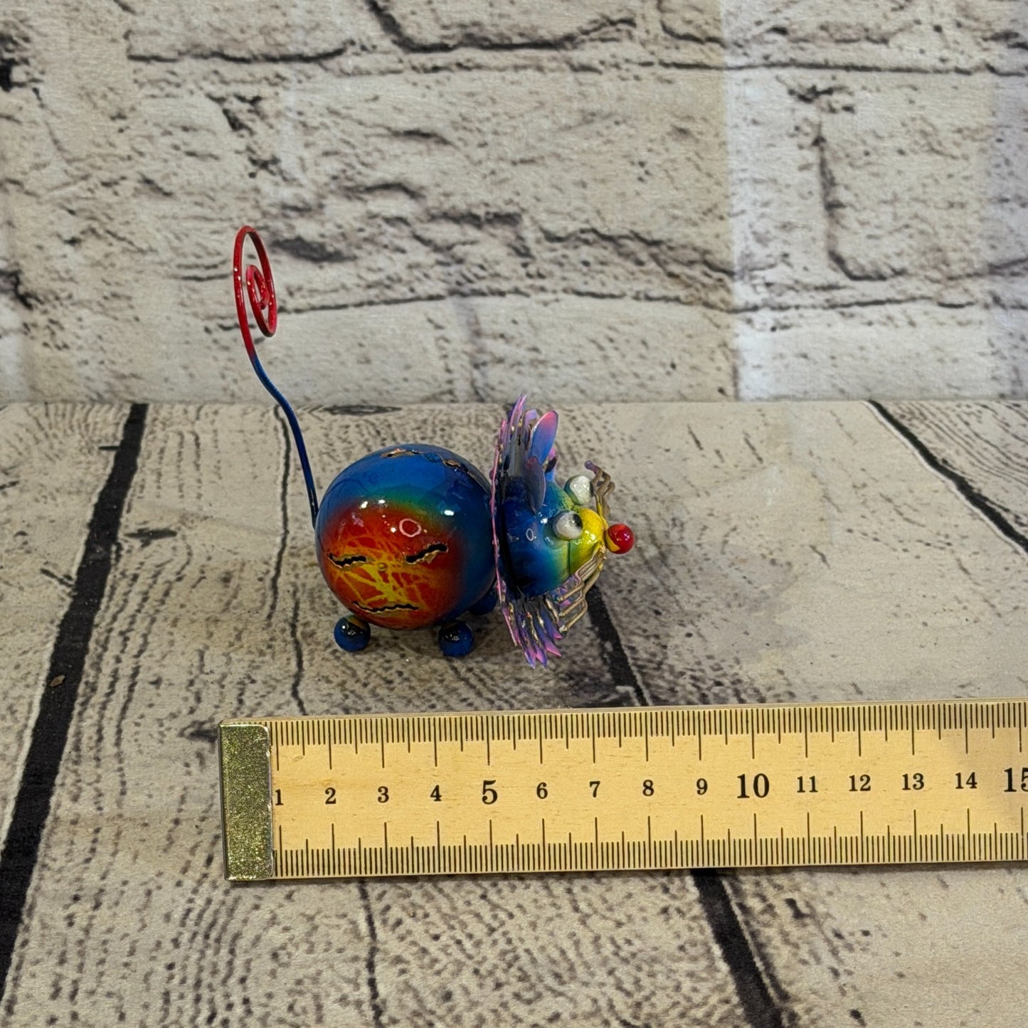 8cm x 8cm Colourful Tiger Blue Metal Tin Standing Ornament Statue6