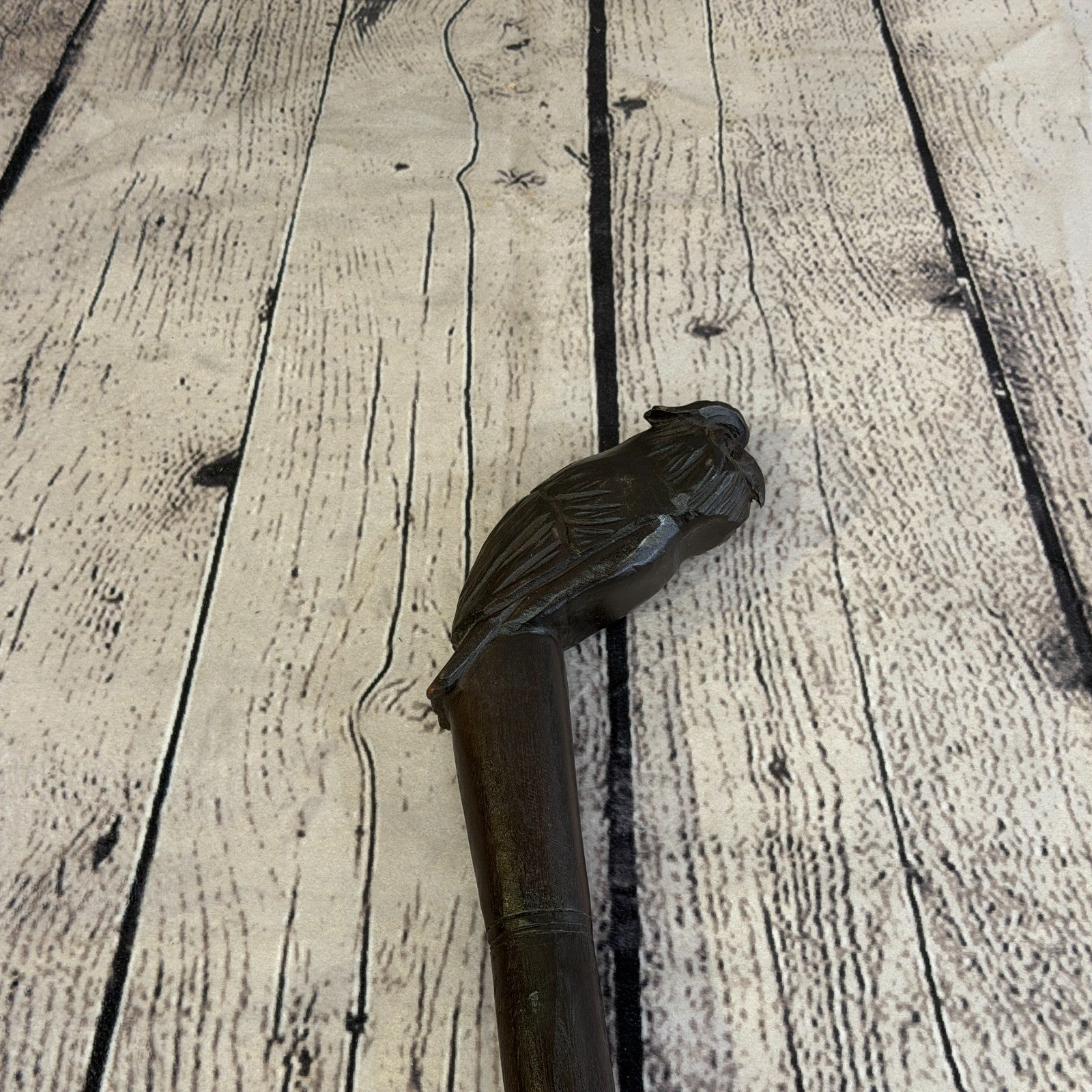 Owl Perched 90cm Tribal African Walking Stick Cane Hand Carved Dark Wood4