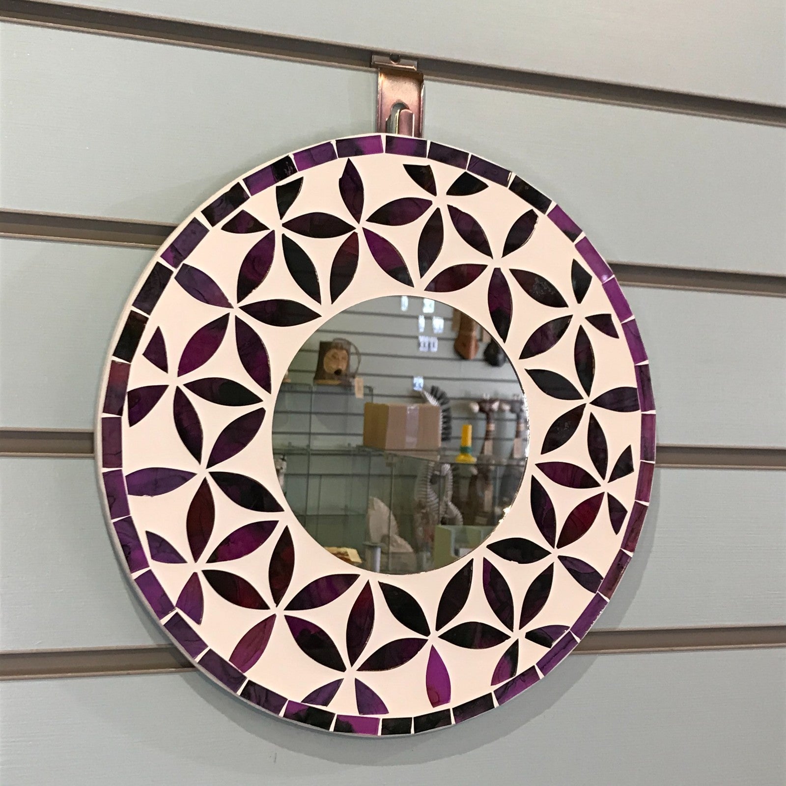 Purple Flower Mosaic Tile Wall Mirror 30cm x 30cm 12 Inches Handmade New0