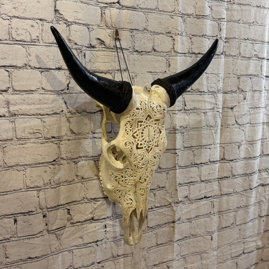 50cm Carved Buffalo Ram Wild Replica Skulls Wall Hanging Carved Design 30