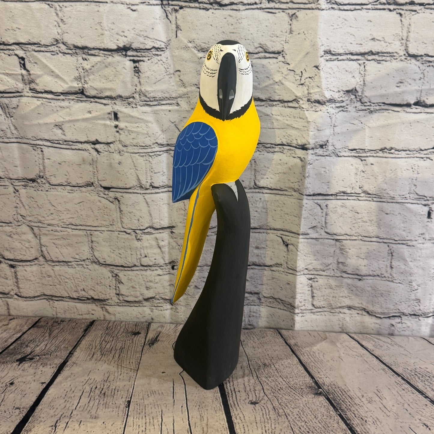 40cm Bright Blue Parrot Bird Ornament Statue Fair Trade Hand Made Carved Wood1