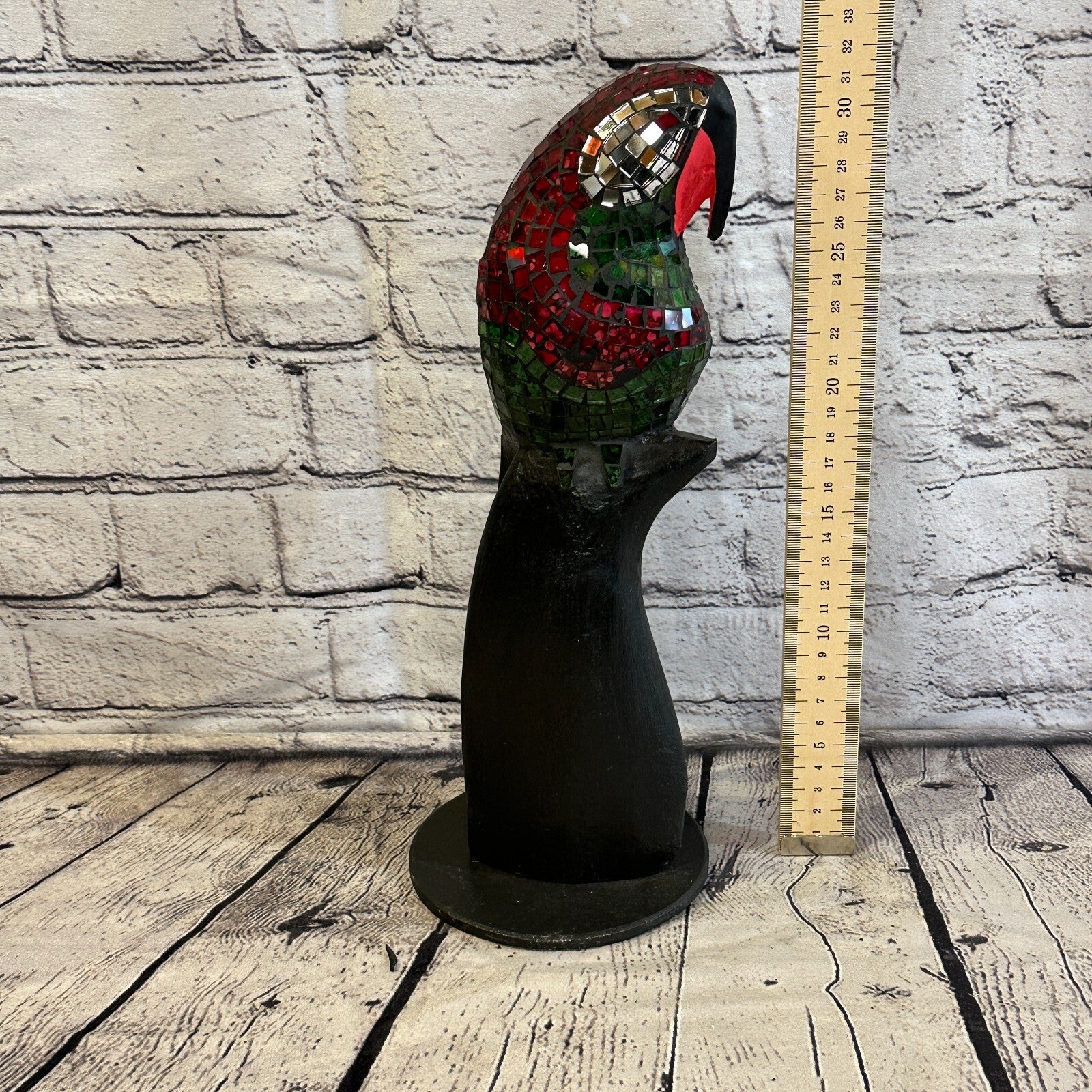 30cm Mosaic Parrot Bird Ornament Statue Fair Trade Handmade Carved Wood Design 34