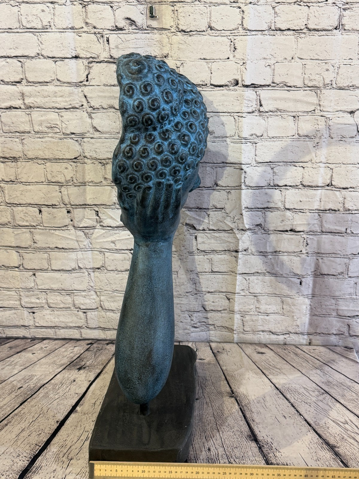 Blue 75cm x 35cm Thai Buddha Head In Hand On Base Statue Resin Hindu7