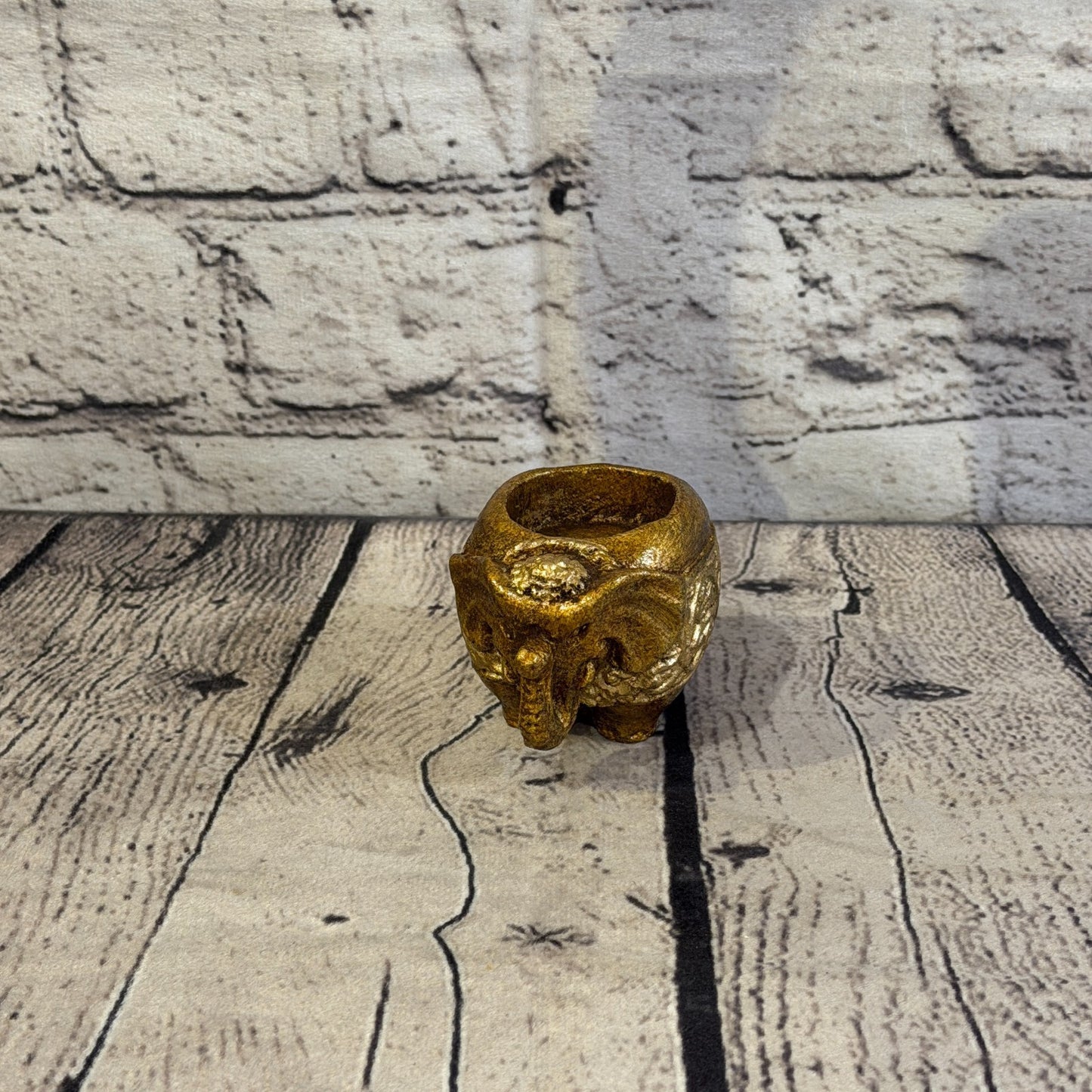 Bronze & Bronze 8cm x 5cm Elephant Tea Light Holder Statue Resin Hindu1