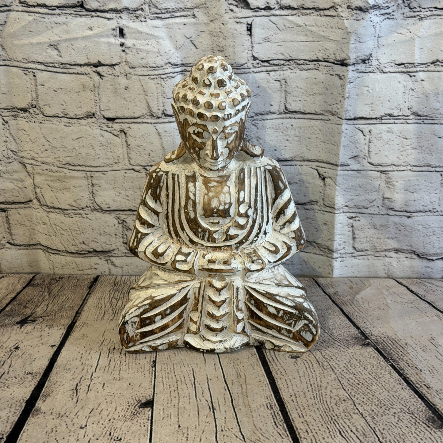 30cm Brown Meditating Buddha Ornament Sculpture Statue Buddhas Hand Carved Wood0