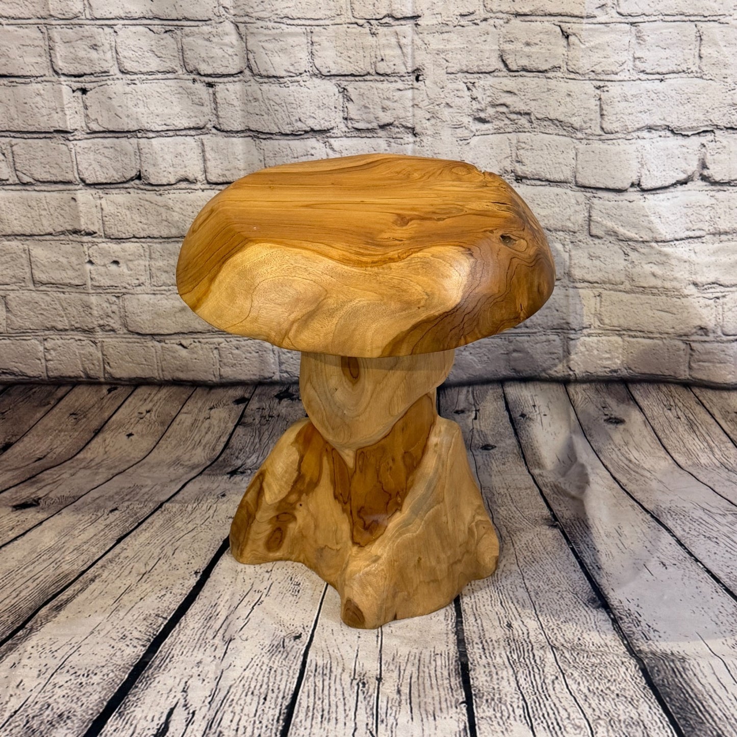 40cm x 30cm Flat Wooden Mushroom Toadstool Sculpture Garden Teak Root Ornament2