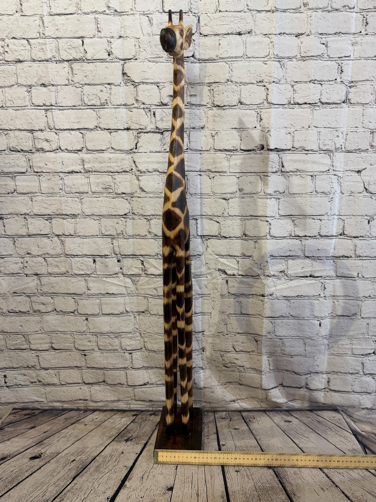 100cm Burnt Wooden Giraffe Standing Single Carved Solid Wood Giraffe Handmade7