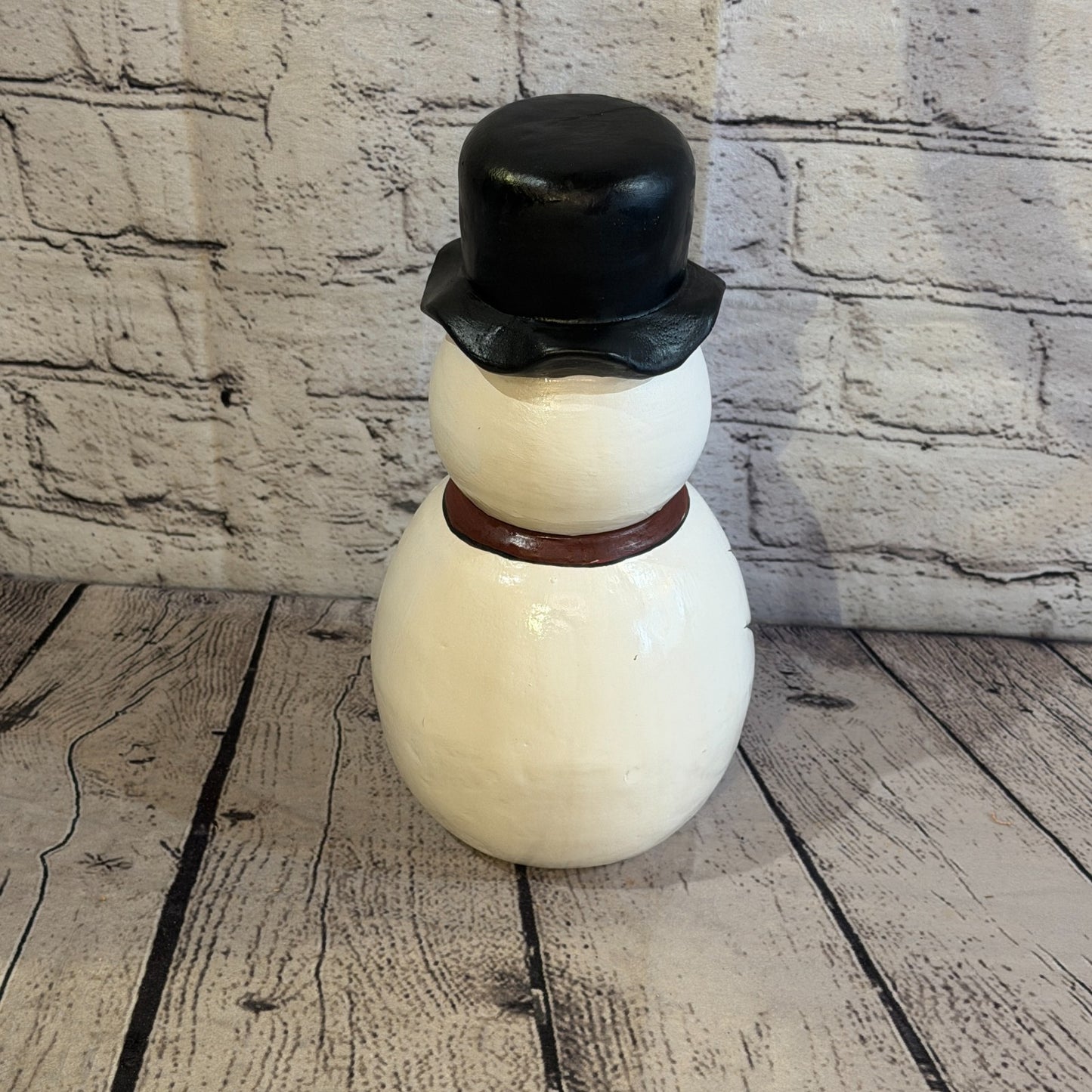25cm x 12cm Black Top Hat Snowman Handcrafted Wood Xmas Christmas Ornament4