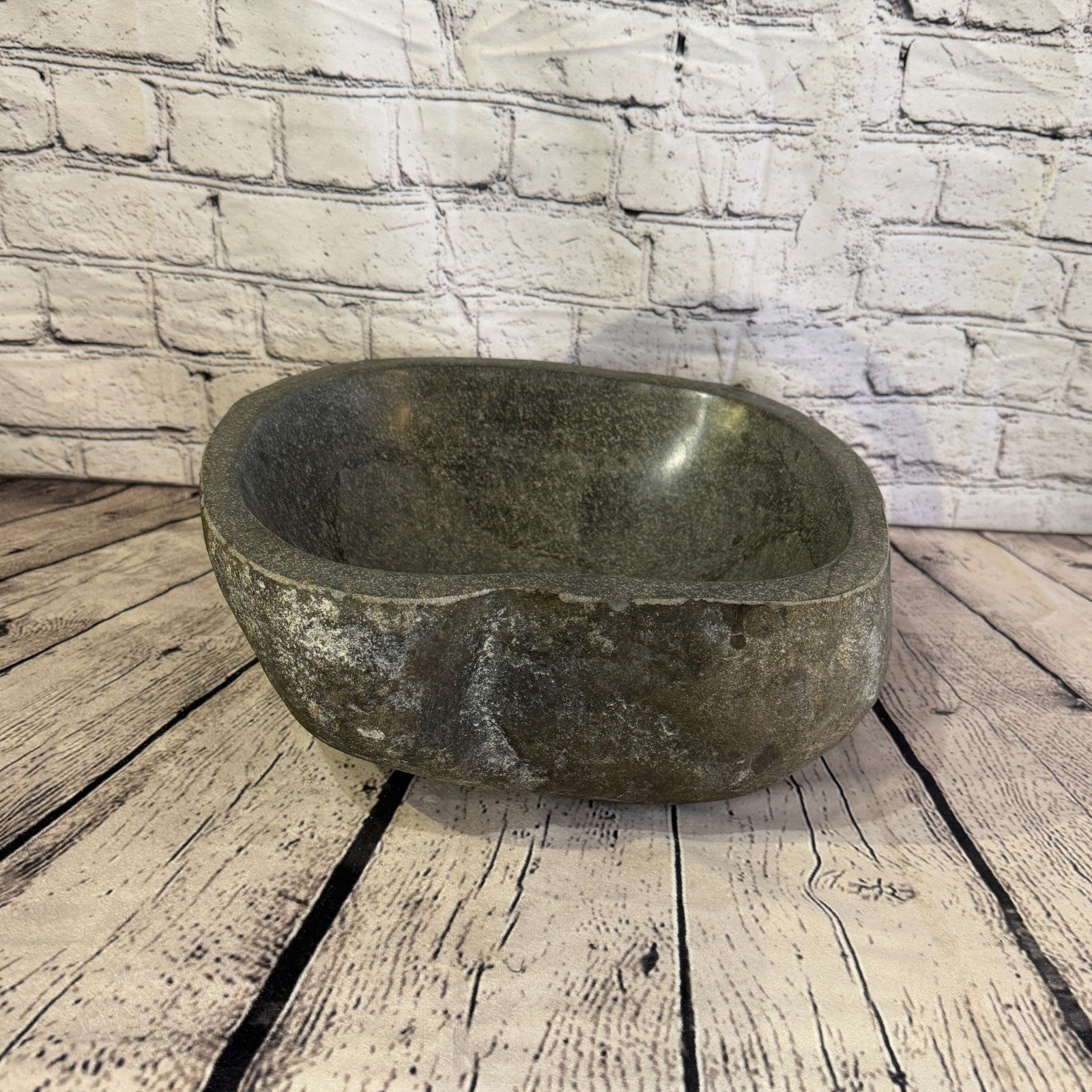 32cm x 30cm Wash Basin Bathroom Counter Top Washing River Stone Bowl Sink No 350