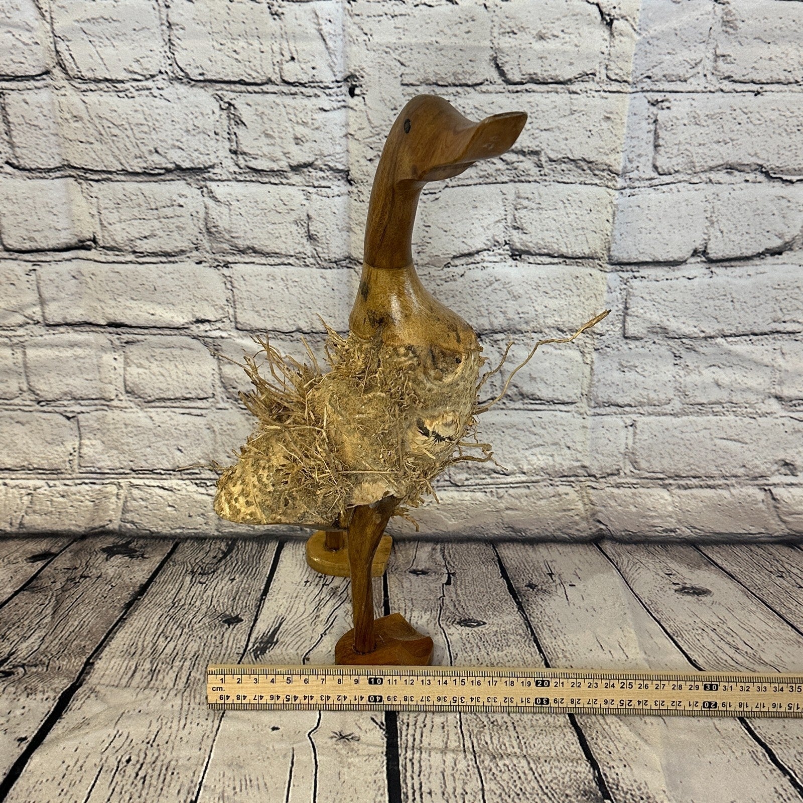 Looking Right 40cm Tall Wooden Hairy Duckling Baby Duck Bamboo Root Fairtrade6