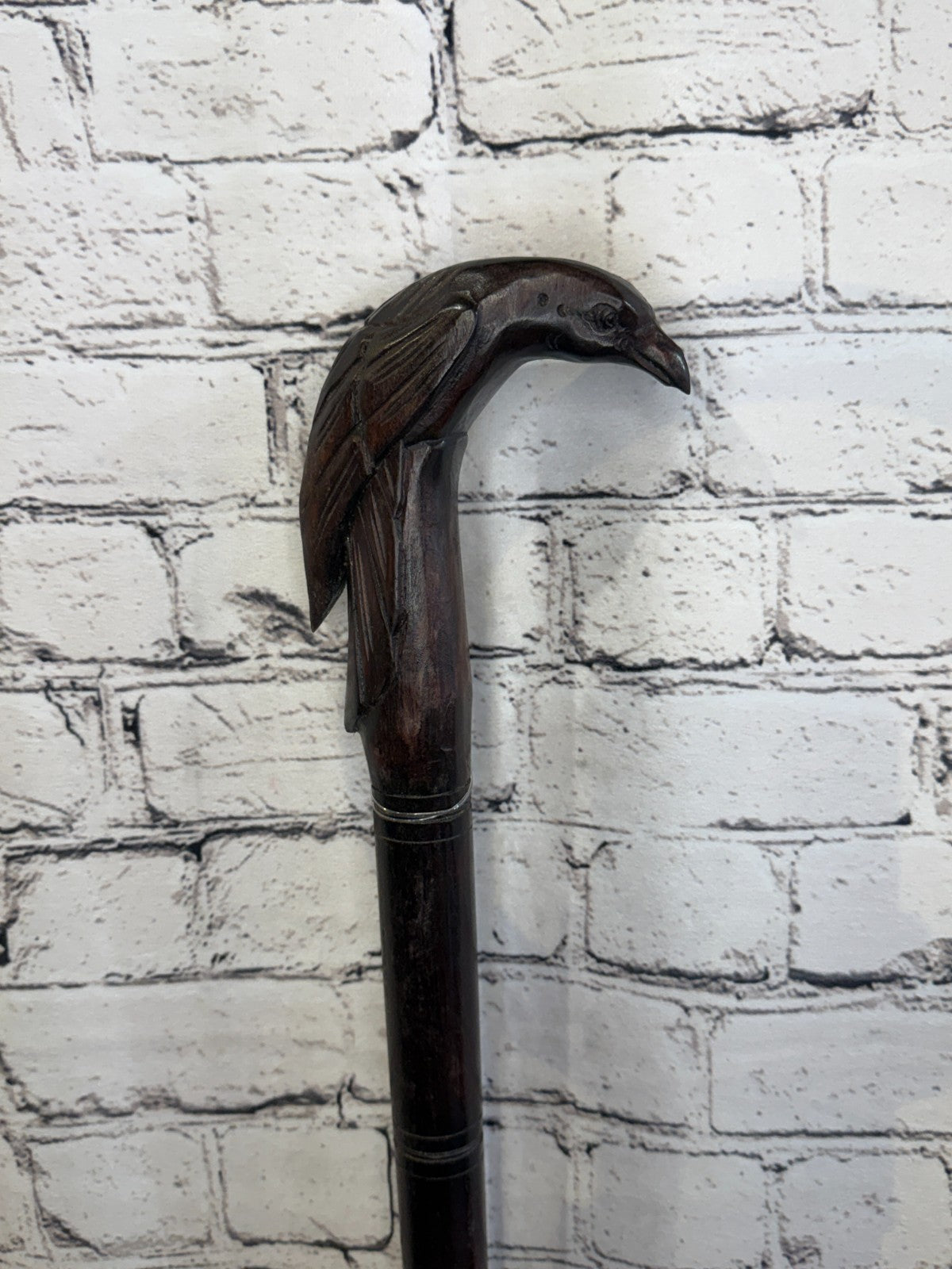Humming Bird 90cm Tribal African Walking Stick Cane Hand Carved Dark Wood0