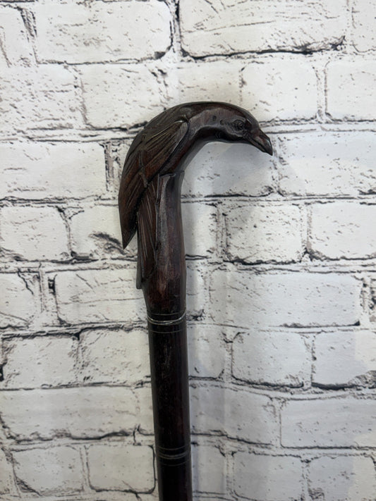 Humming Bird 90cm Tribal African Walking Stick Cane Hand Carved Dark Wood0