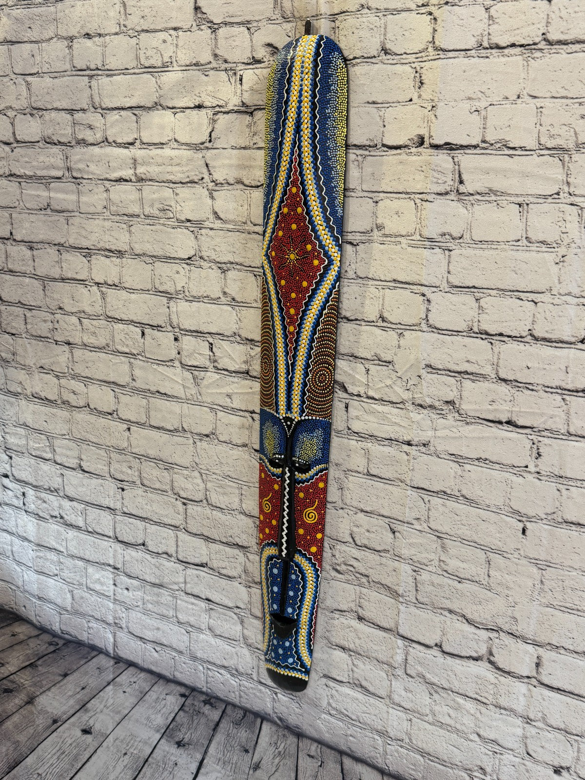100cm Mask Carved Wooden Dot Painted Ethnic Tribal Tiki Wall Art No 2 New1