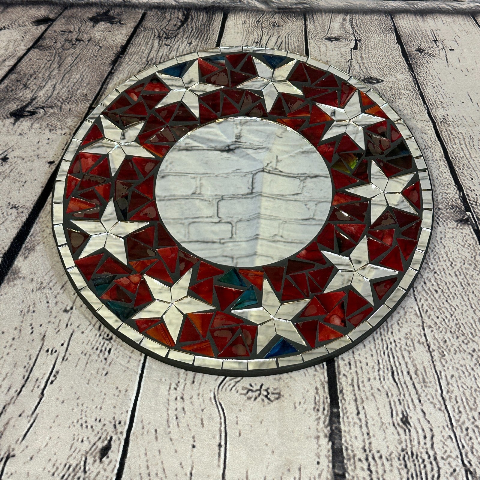 Red Star Mosaic Tile Wall Mirror 30cm x 30cm 12 Inches Handmade New0