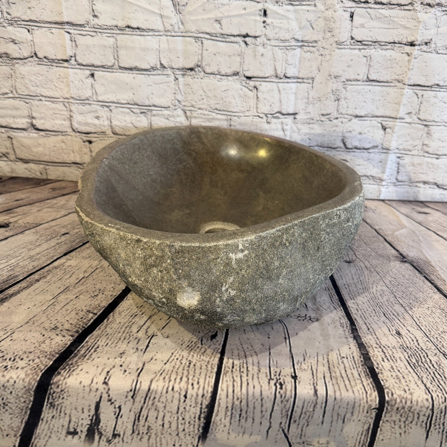 42cm x 36cm Wash Basin Bathroom Counter Top Washing River Stone Bowl Sink No 31