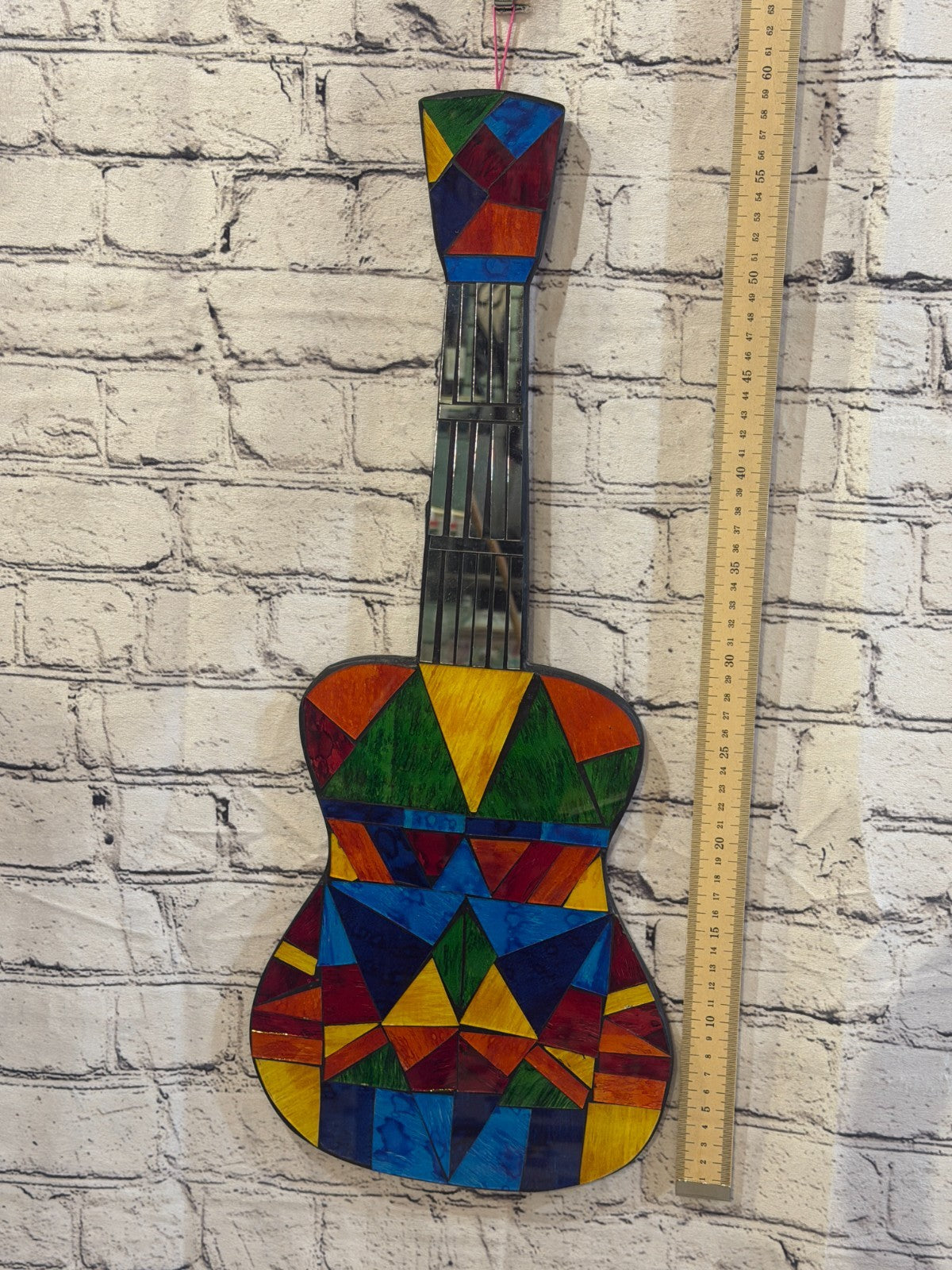 Bright Rainbow Guitar Mosaic Tile Wall Mirror 60cm x 25cm Handmade New4
