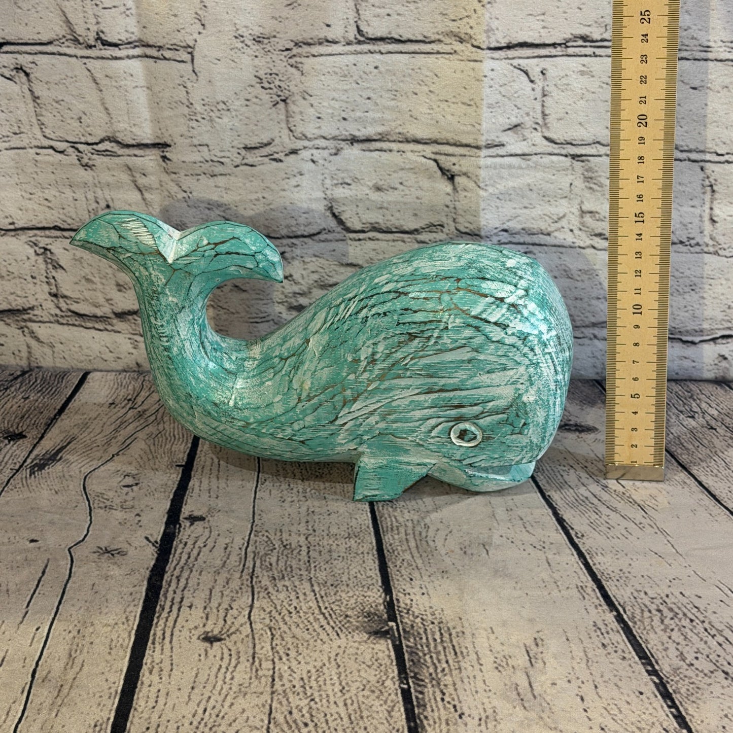 25cm x 12cm Whale Green Fish Wood Coastal Ocean Bathroom Decoration5