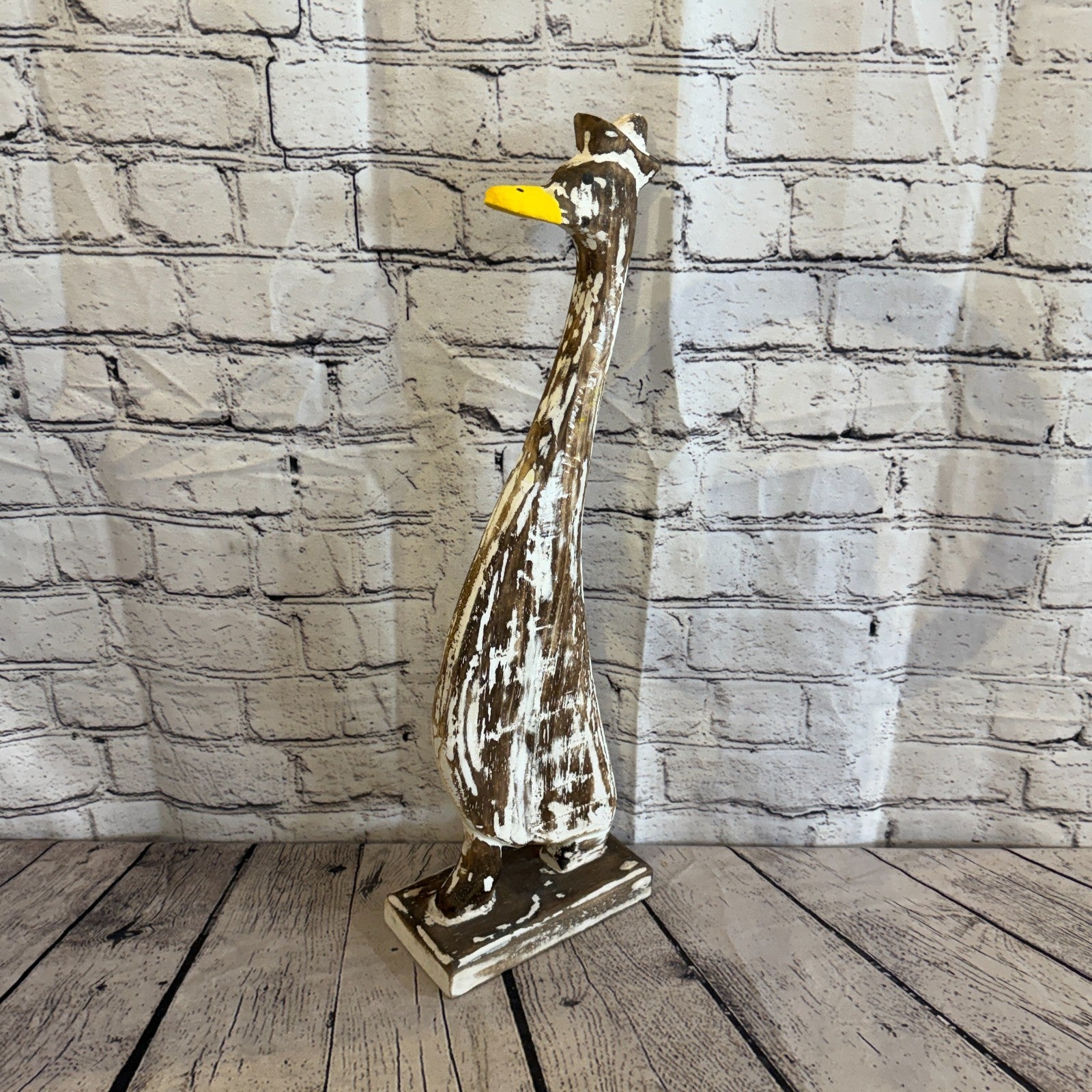 Looking Forward 50cm Tall Wooden Brown Duckling Baby Duck Shabby Wood Fairtrade0