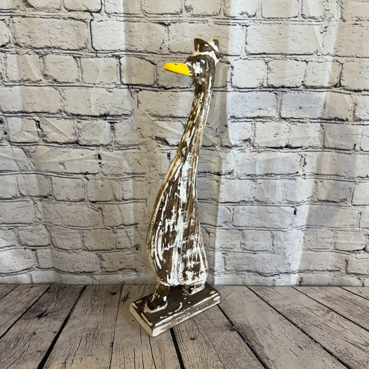 Looking Forward 50cm Tall Wooden Brown Duckling Baby Duck Shabby Wood Fairtrade0