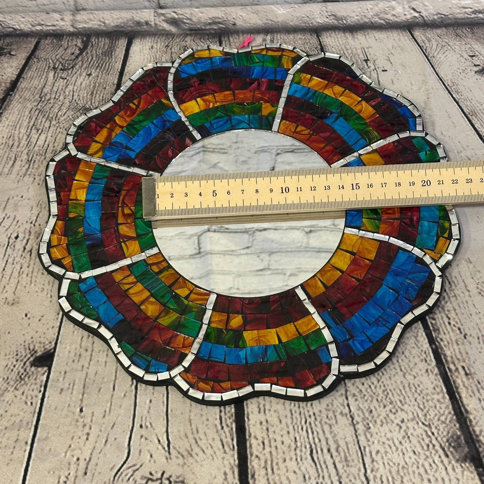 Rainbow Black Flower Mosaic Tile Wall Mirror 30cm x 30cm 12 Inches Handmade New6