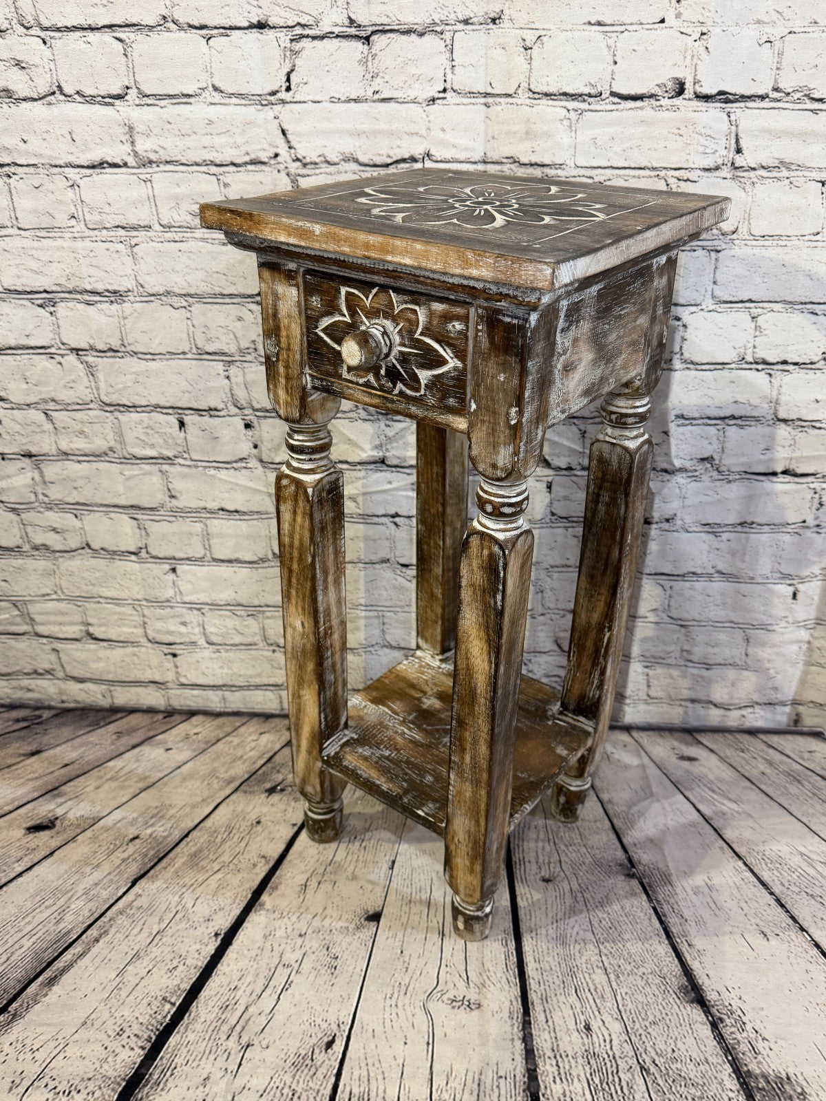60cm x 27cm Brown Table  Wooden Side Cabinet Living Hallway Storage Furniture0