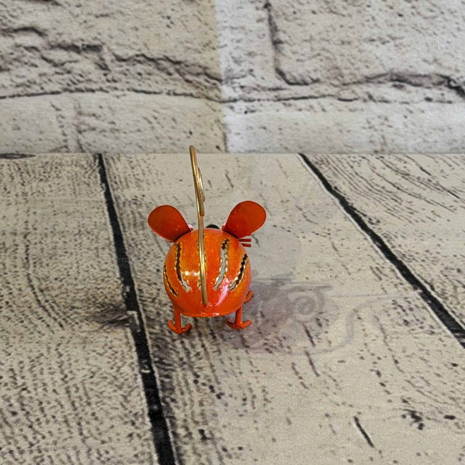 7cm x 7cm Colourful Orange Mouse Rat Metal Tin Standing Ornament Statue4