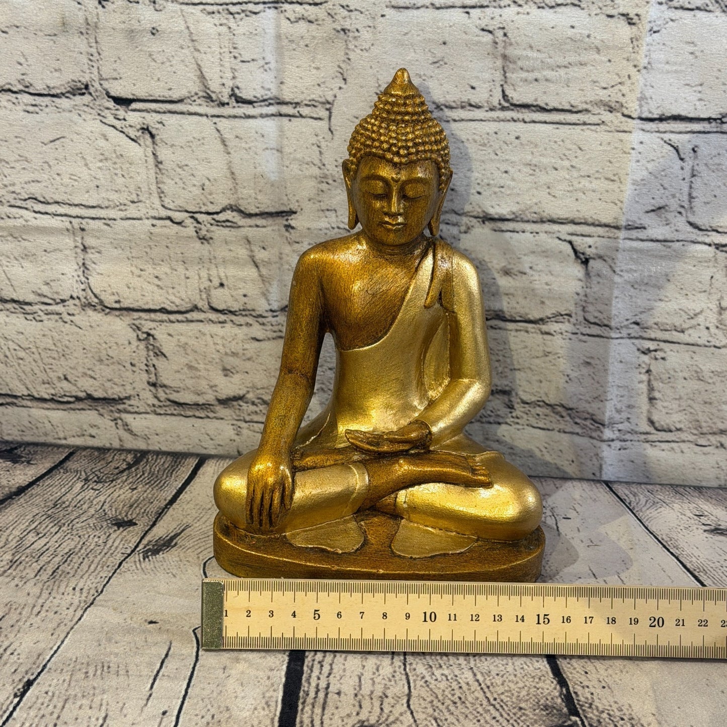 Bronze & Bronze 25cm x 15cm Large Thai Buddha Sitting Statue Resin Hindu6